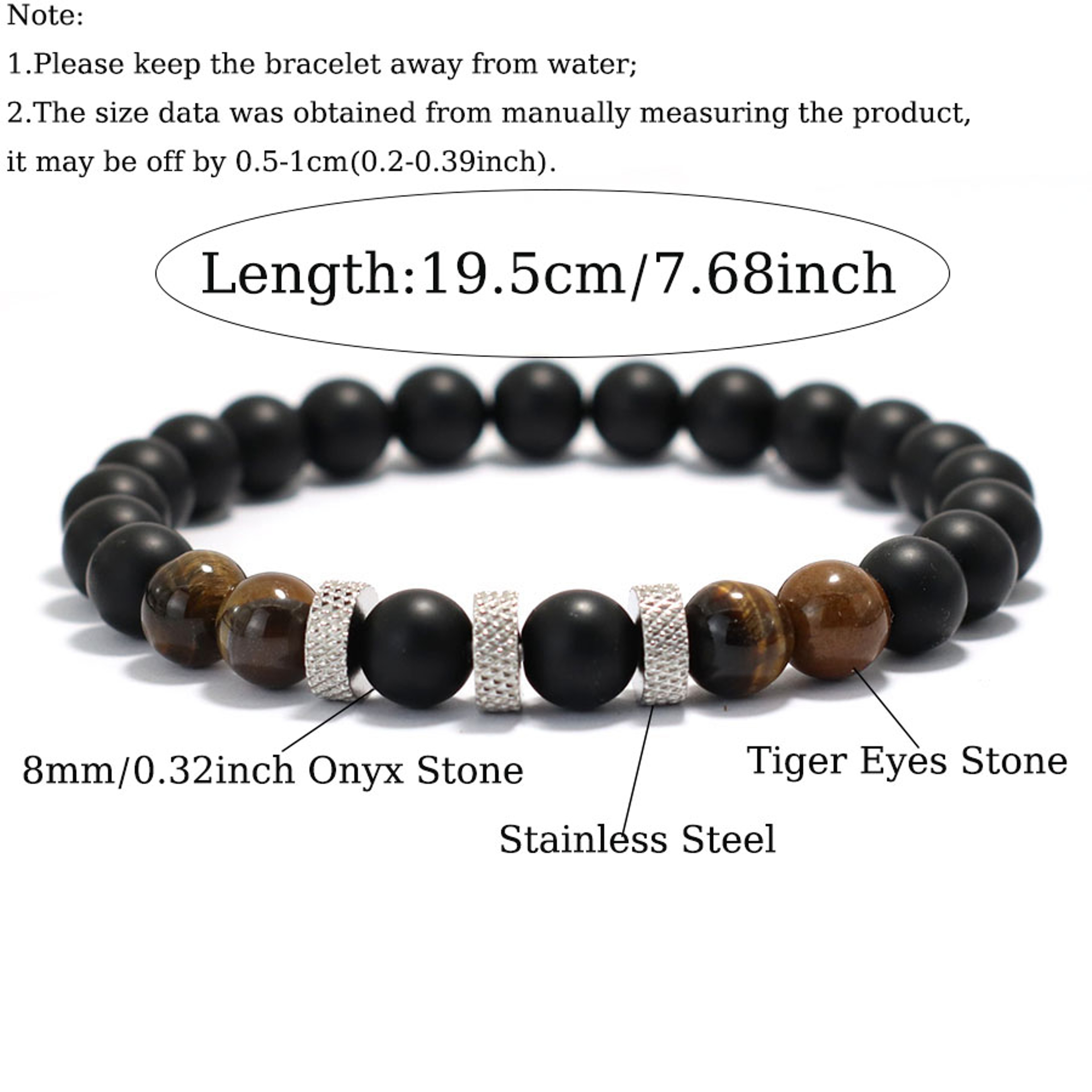 Natural Stone Onyx Phoenix Tiger Eyes Bracelet for Men Stylish Energy Healing Casual Homme – view 4