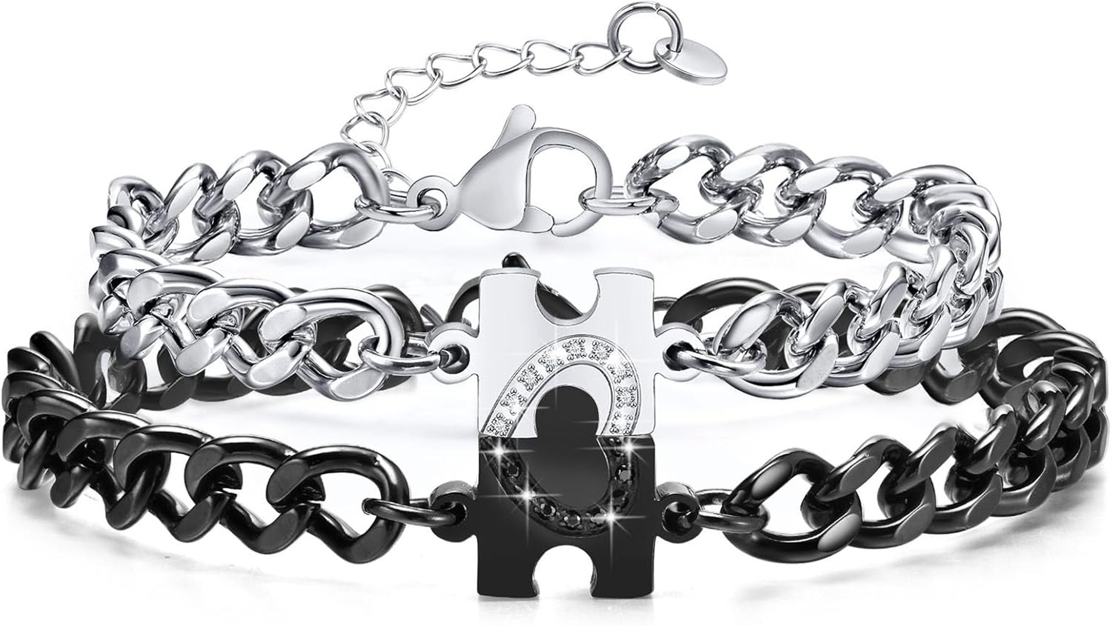 Long Distance Relationship Gifts Matching Bracelets For Couples Puzzle Heart Stainless Steel His He 6