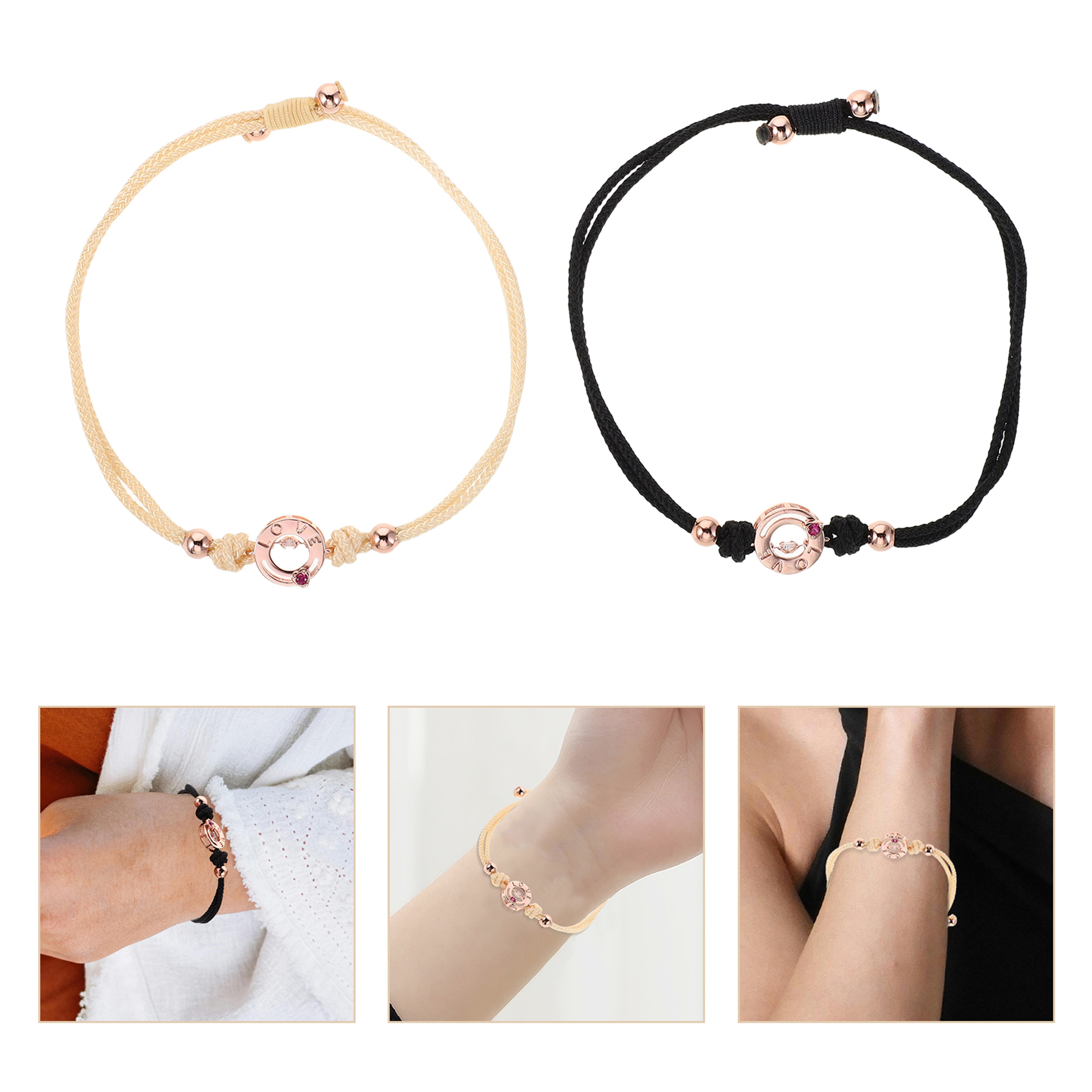 Durable Woven Adjustable Vibration Touch Bracelets For Him Her Long Distance Relationship Couples M 0