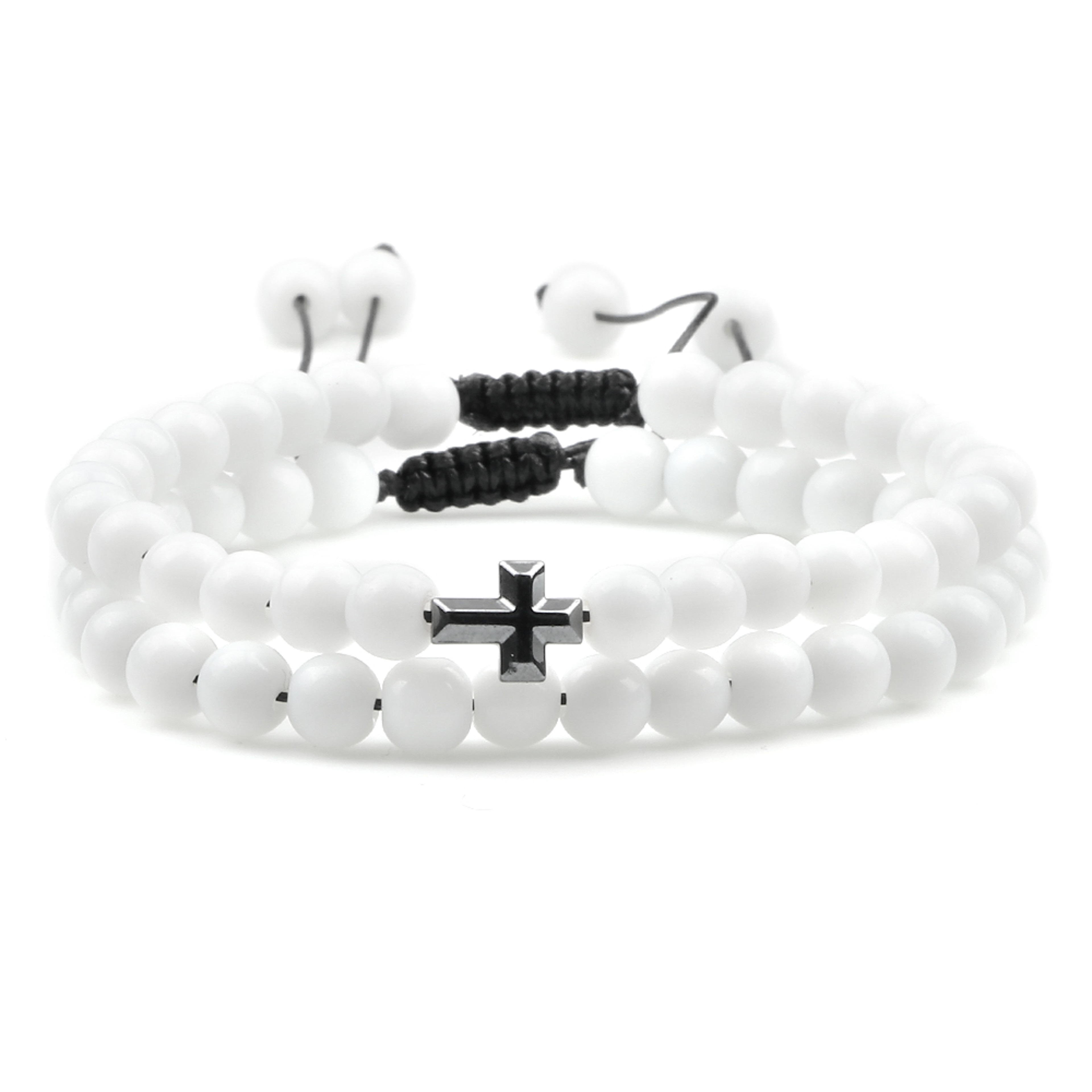 Couples Distance Beads Bracelet Handmade Yoga Prayer Jewelry Cross Tiger Eye Stone Fashion Hematite 6