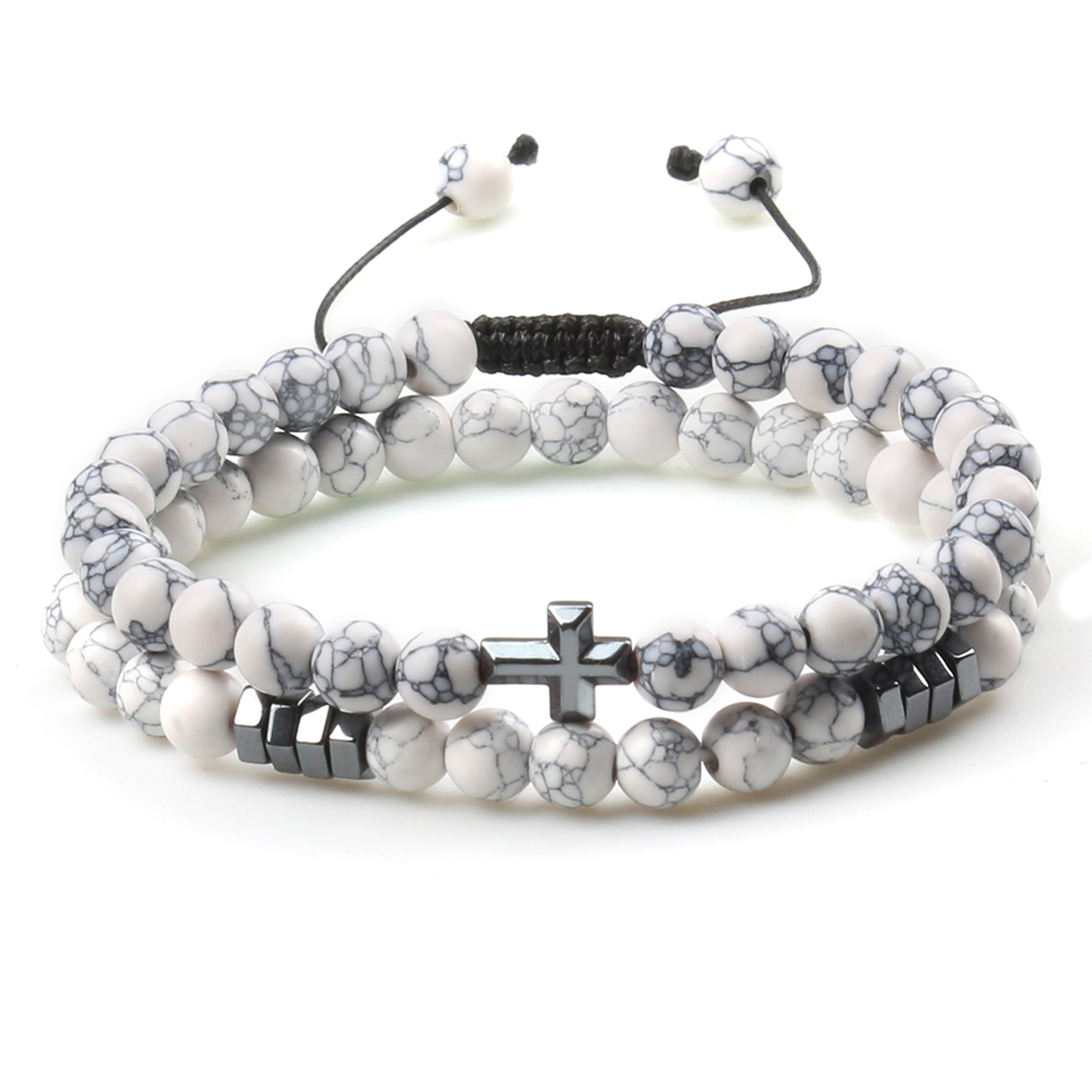 Couples Distance Beads Bracelet Handmade Yoga Prayer Jewelry Cross Tiger Eye Stone Fashion Hematite 7