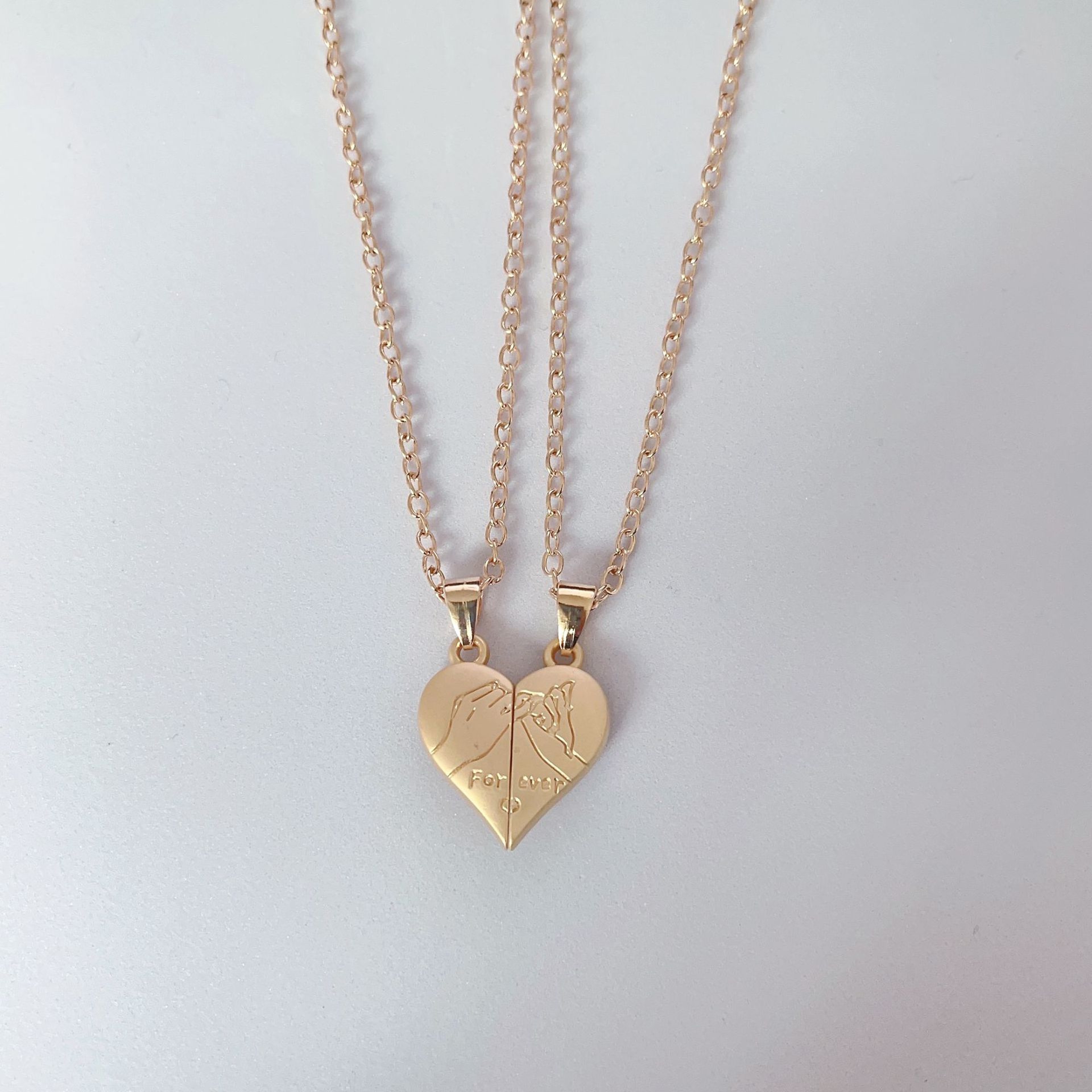 Couple Pendant Necklace Electrocardiogram Magnetic Heart Pendant Splicing Necklace Simple Quality V 5