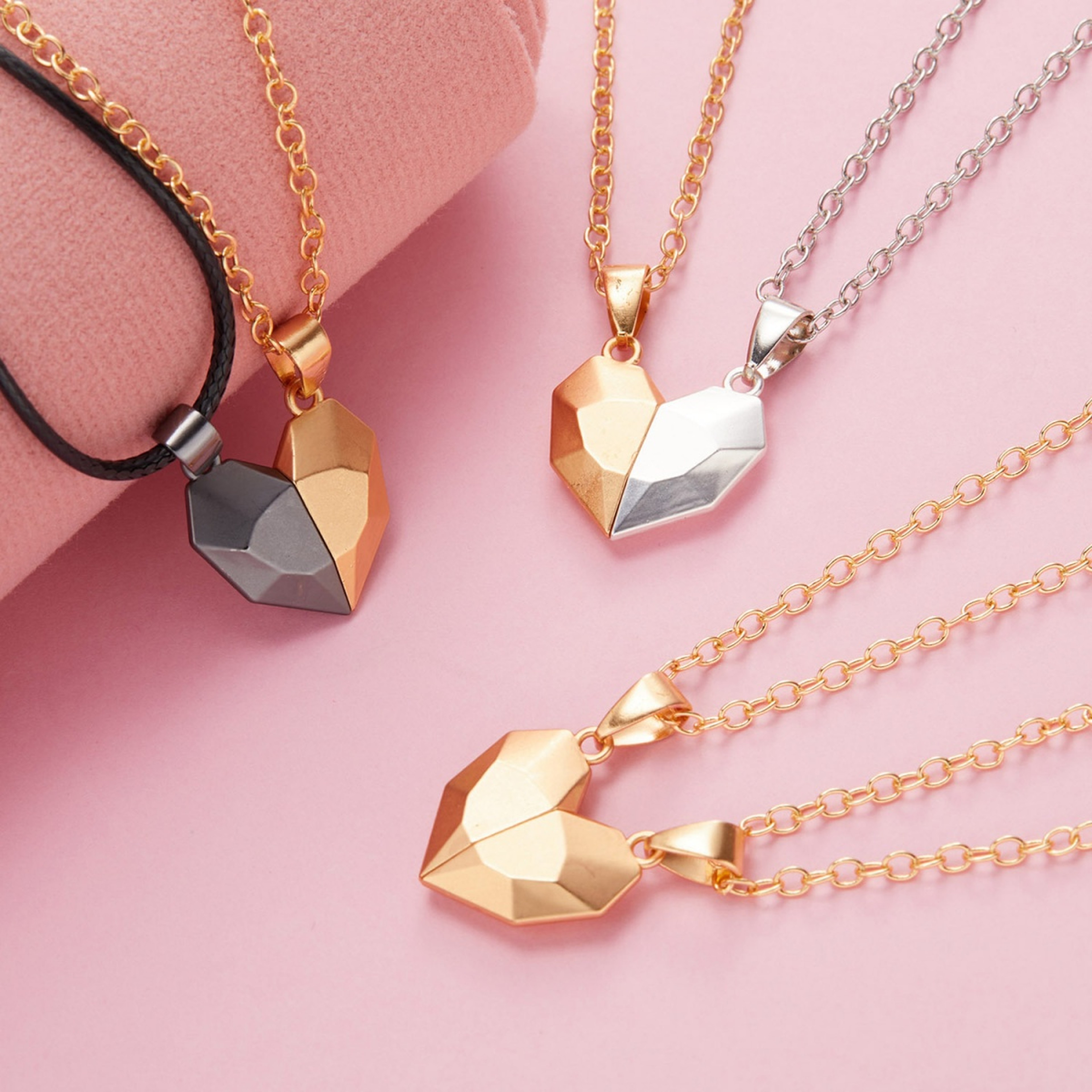 Magnetic Heart Couple Necklace For Women Lovers Sweater Chain Valentines Day Wedding Party Gift Jew 0