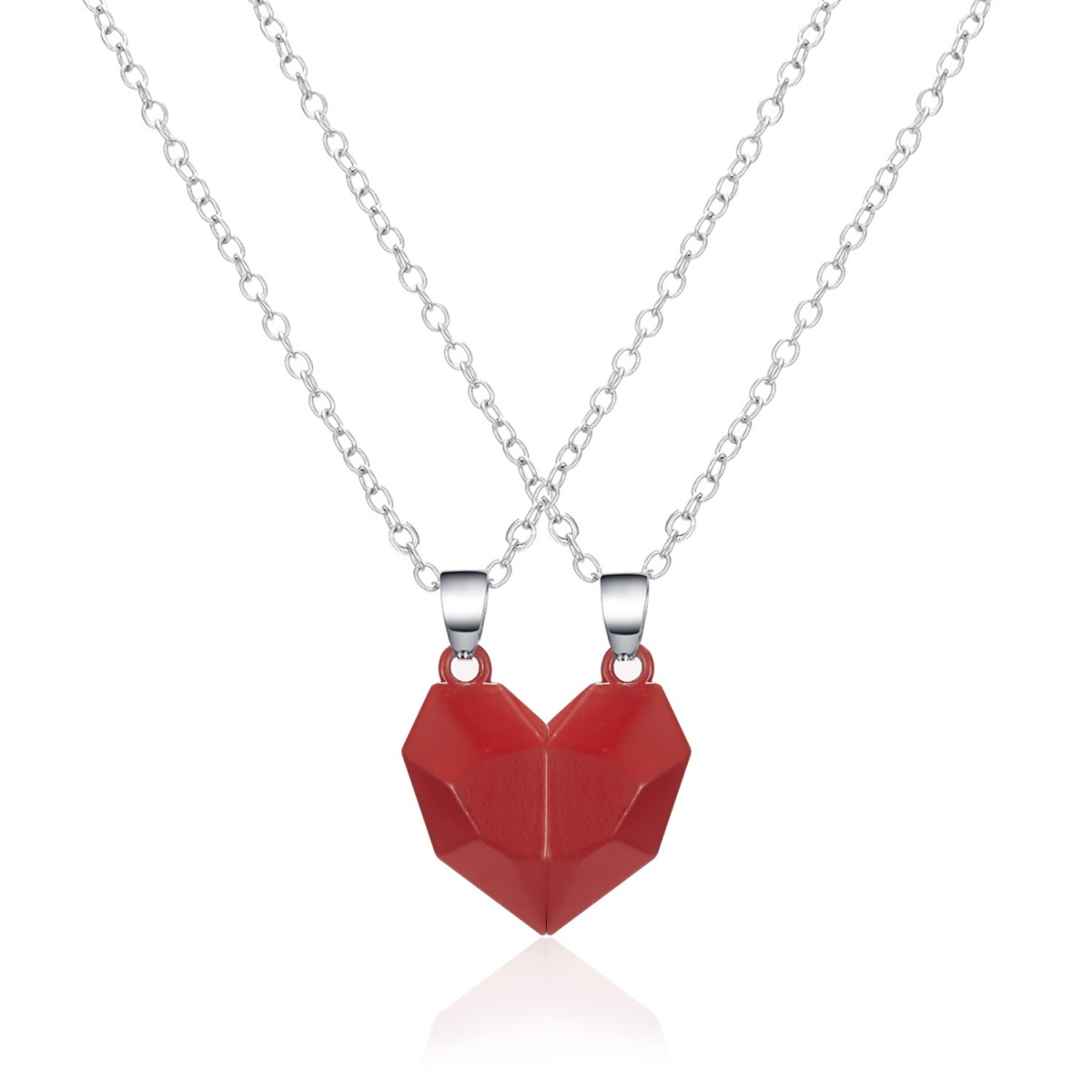 Magnetic Heart Couple Necklace For Women Lovers Sweater Chain Valentines Day Wedding Party Gift Jew 8