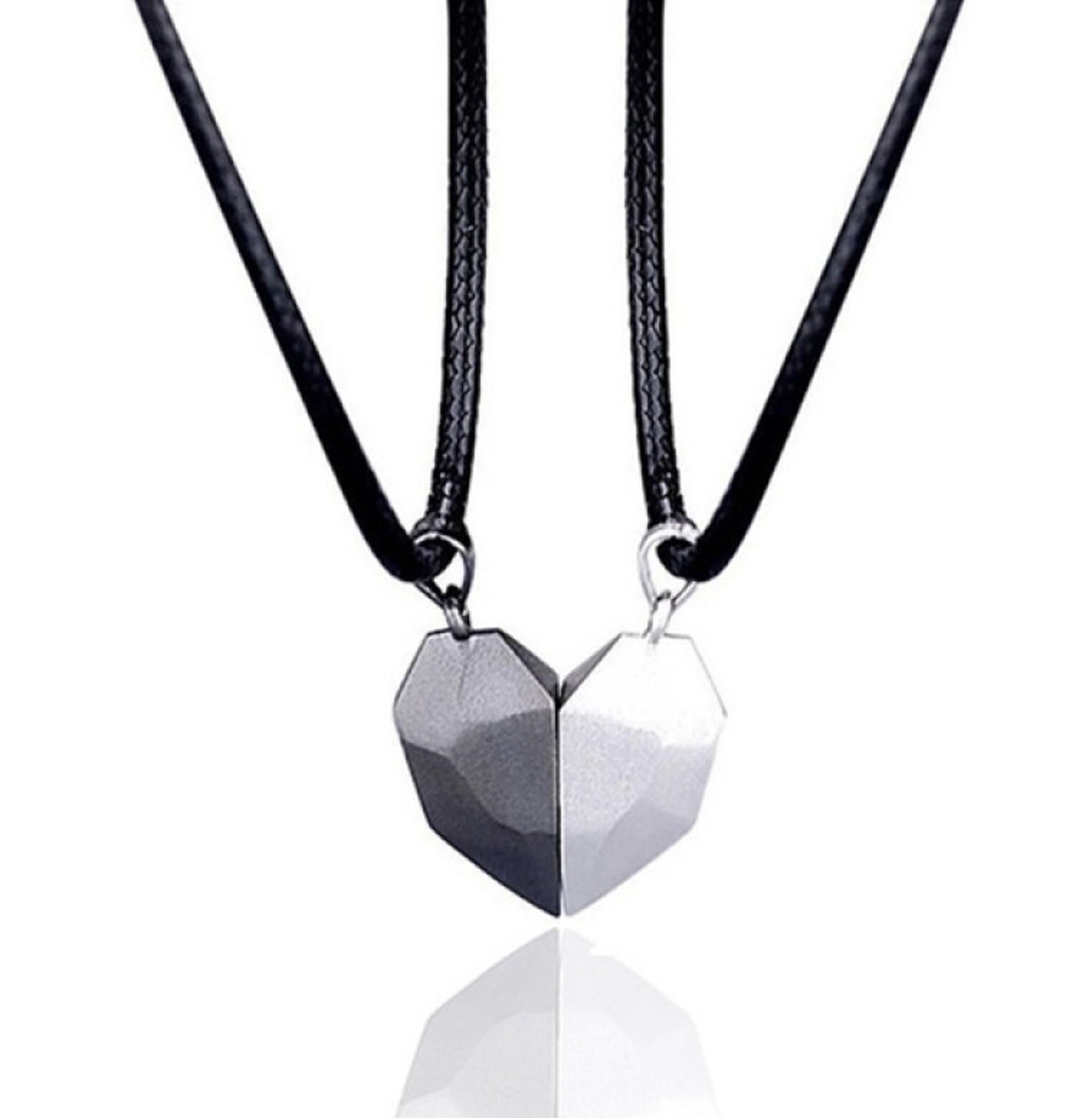 Magnetic Heart Couple Pendant Necklace Electrocardiogram Good Simple Quality Splicing Necklace Vale 8