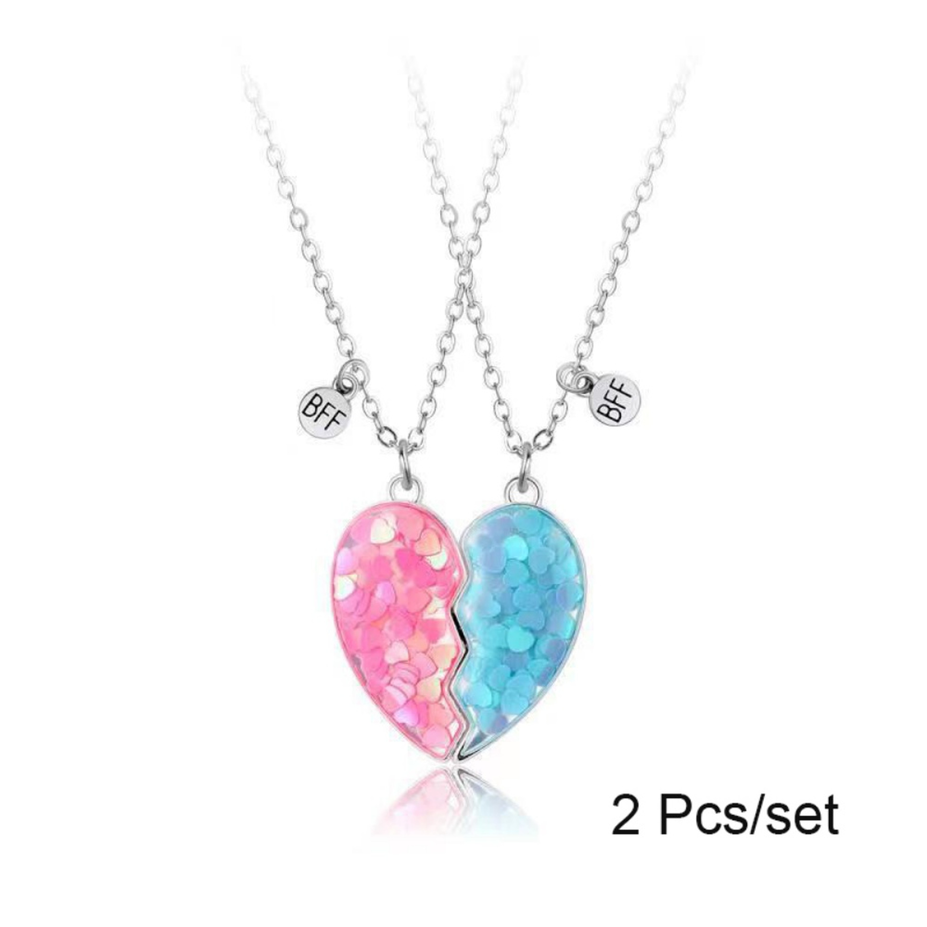 Best Friends Pendant Necklace, Magnetic Broken Heart Chain, Adjustable Lover BFF Jewelry Gift for Women – view 13