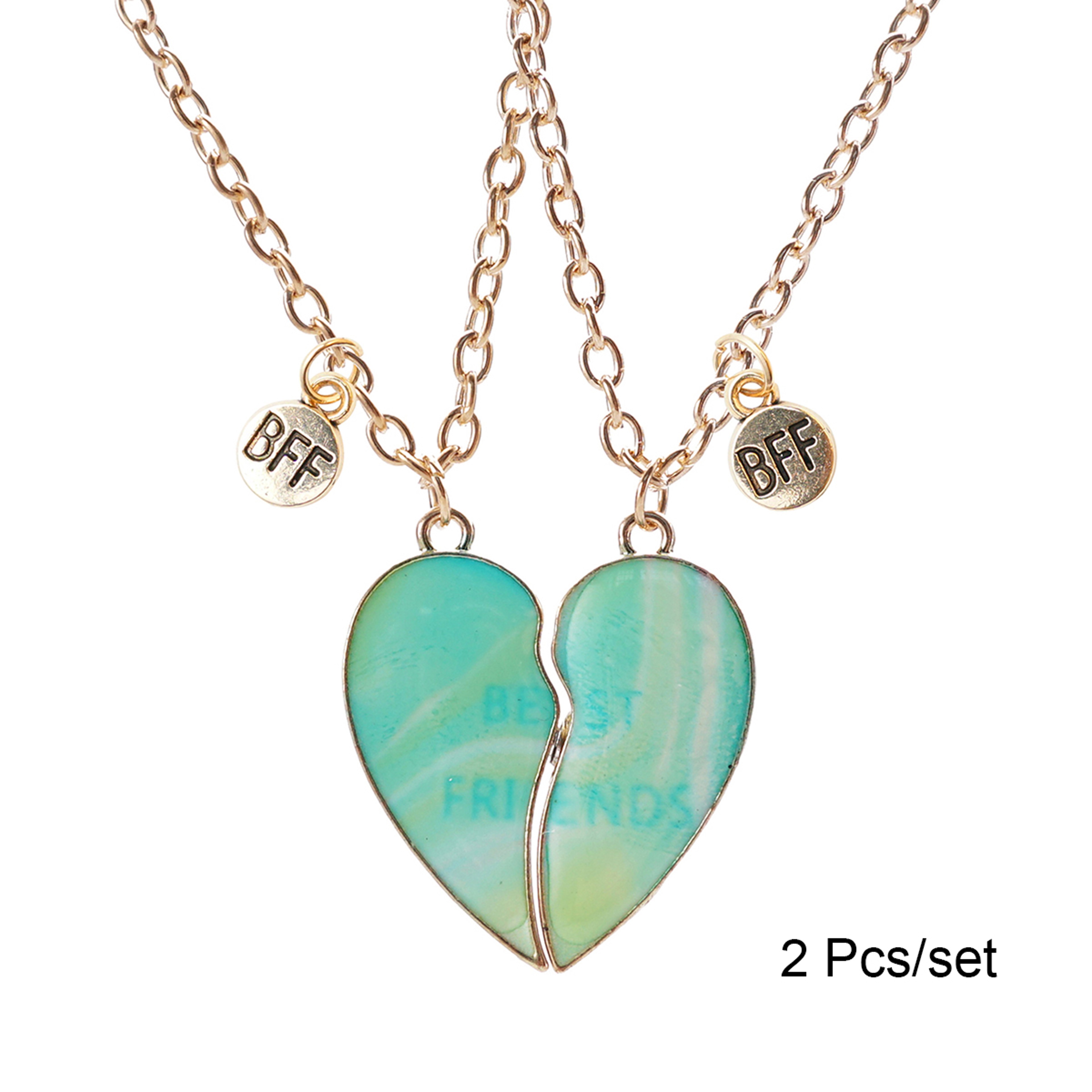 Best Friends Pendant Necklace, Magnetic Broken Heart Chain, Adjustable Lover BFF Jewelry Gift for Women – view 15