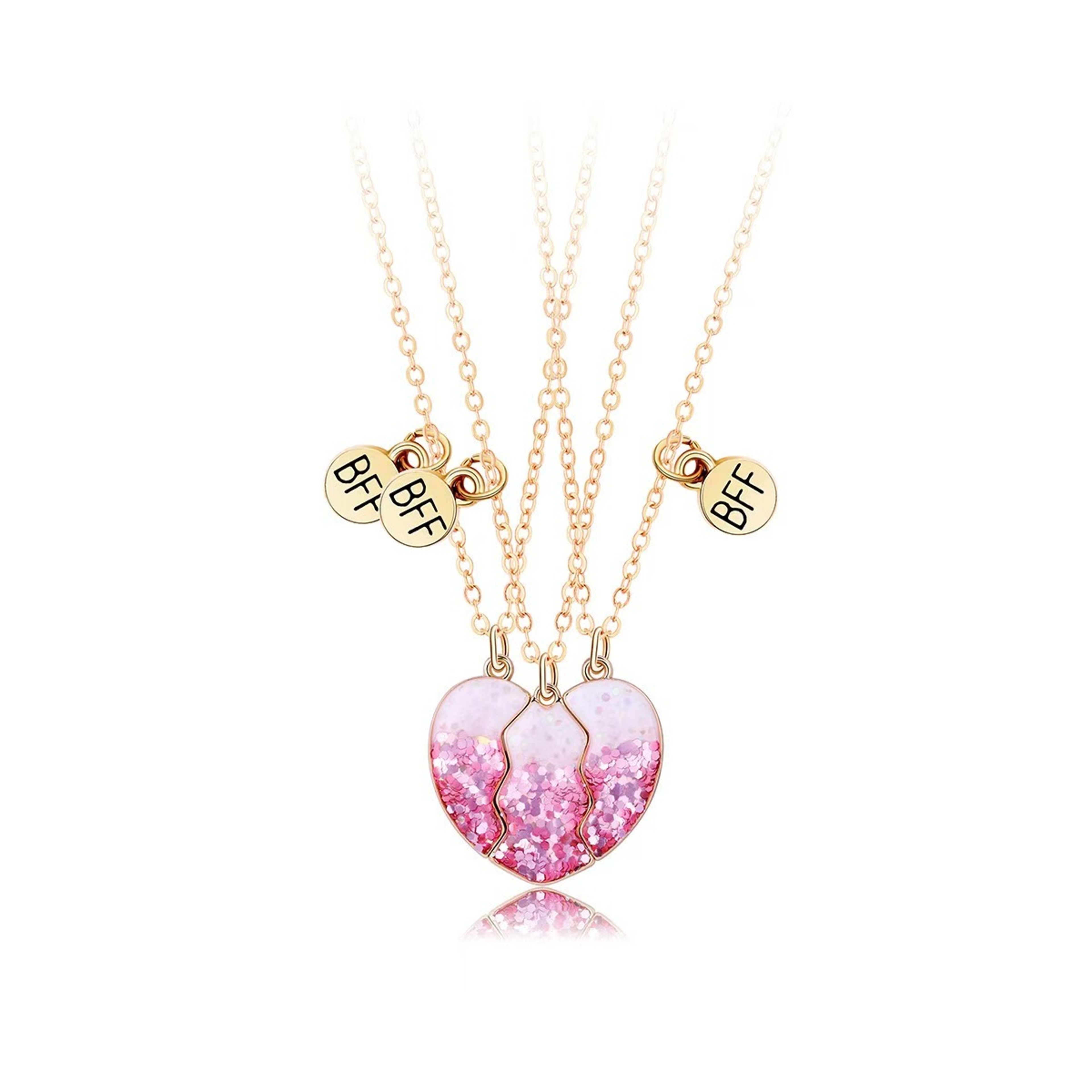 Stitching Heart Magnetic Best Friends Pendant Necklace Colorful Sequins Jewelry Gift For Men Couple 5