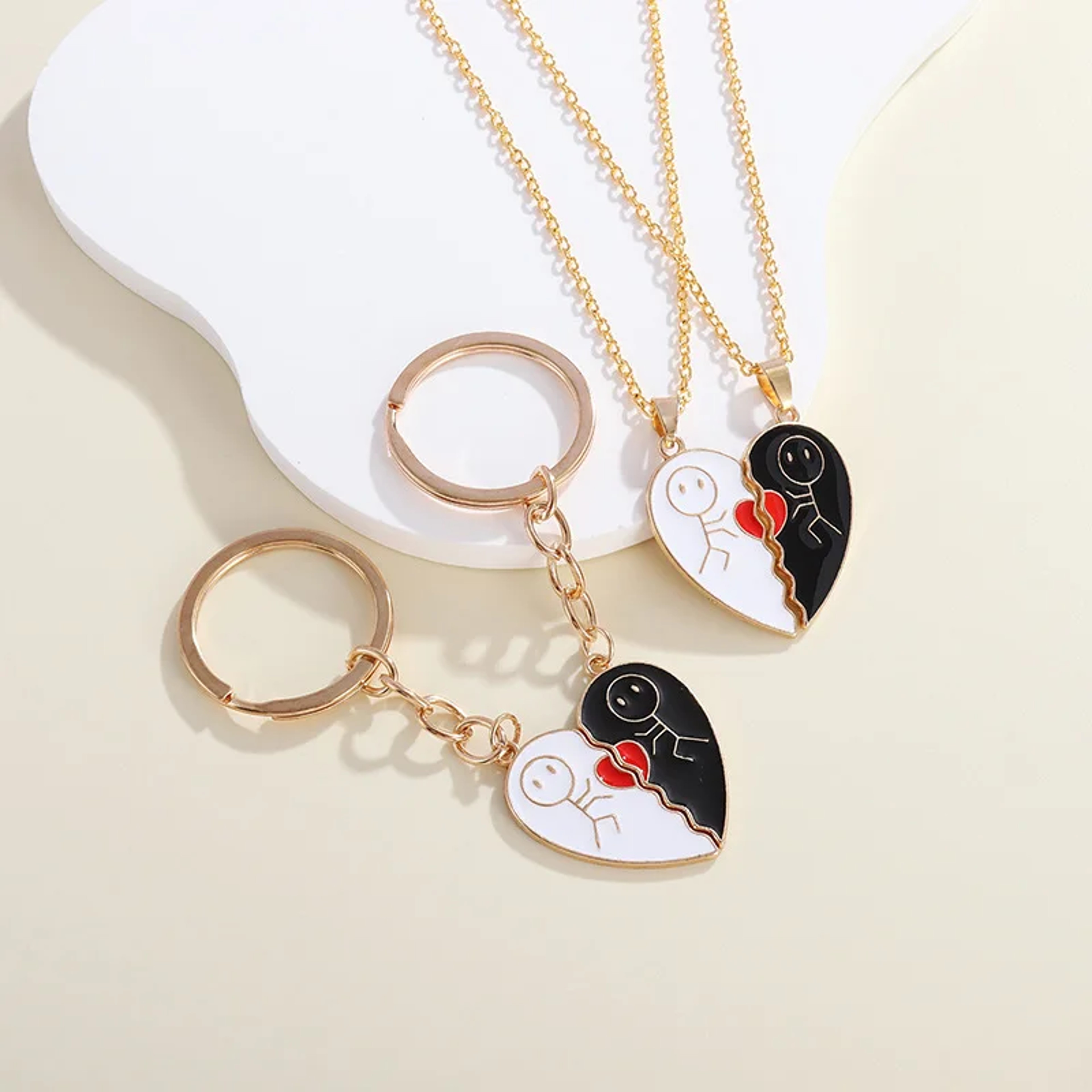 Couple Magnetic Necklace Stickman Heart Charm Fashion Trendy Splicing Heart Pendant Jewelry Gift 4