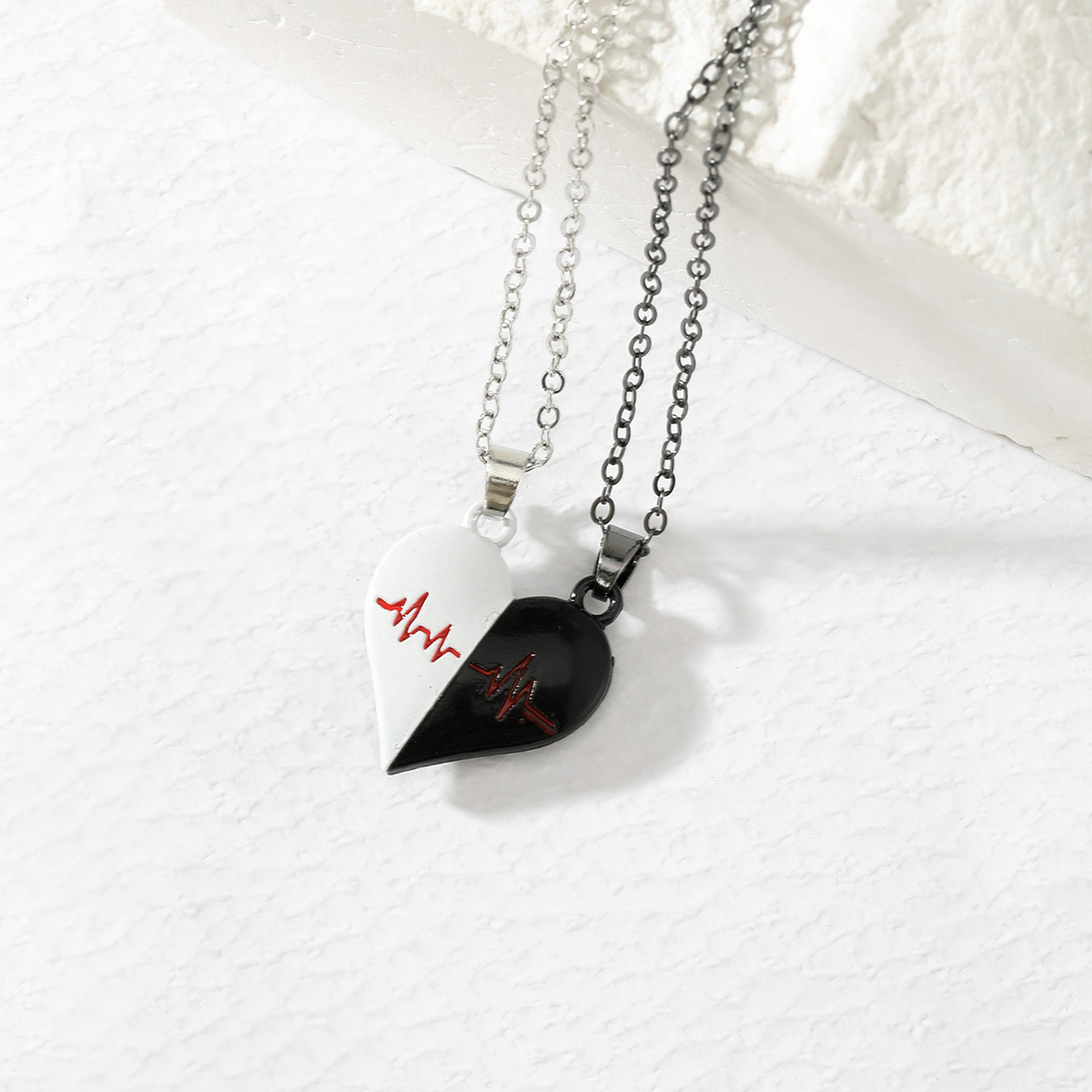 Heart Shaped Couple Necklace Key And Lock Fashionable Creative Magnetic Necklace Romantic Valentine 5