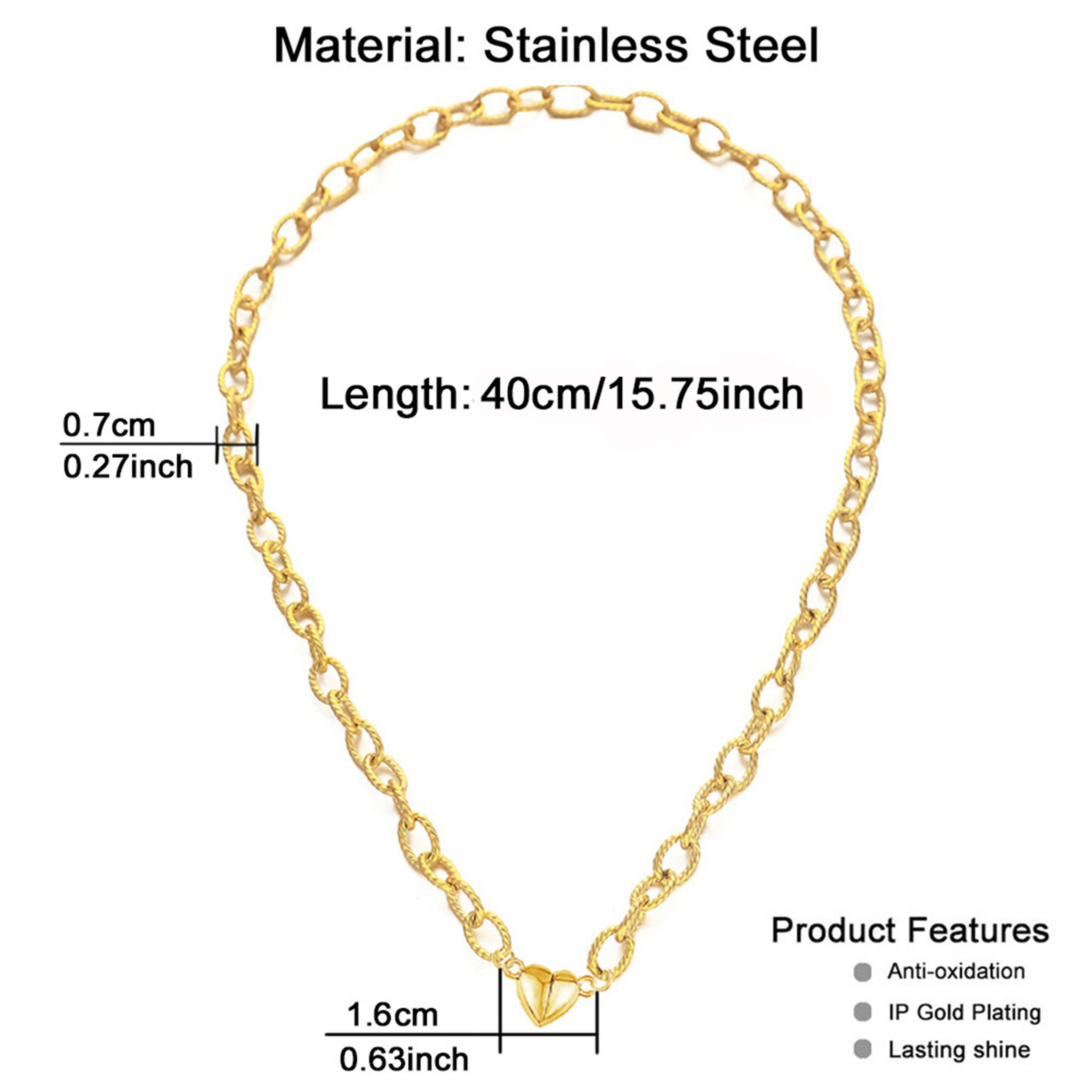 Stainless Steel Heart Pendant Necklaces New Style Magnetic Choker Jewelry For Women Girls 4