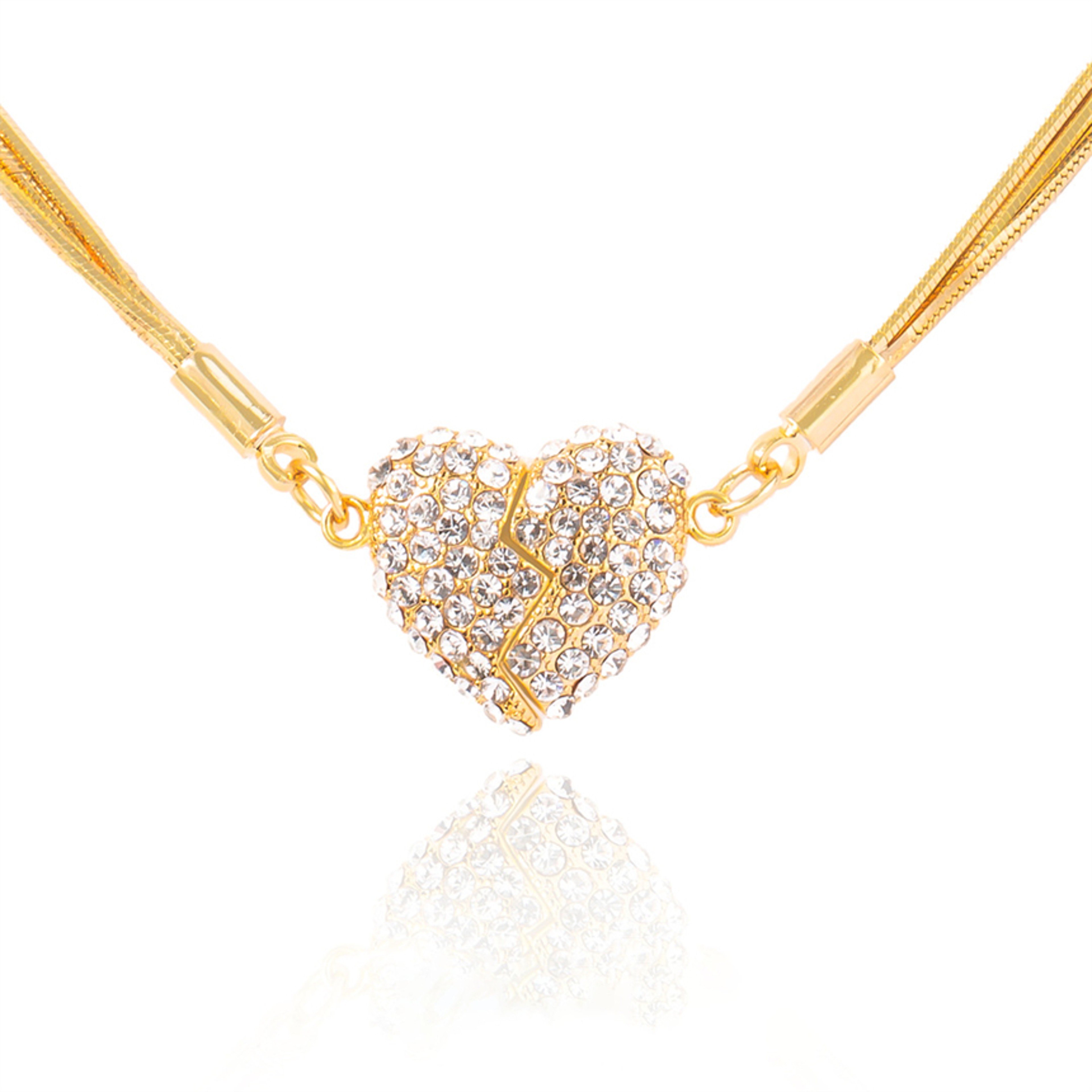 Love HeartShaped Magnet Pendant Necklace Stainless Steel Zircon Clavicle Chain Jewelry For Women Pa 0