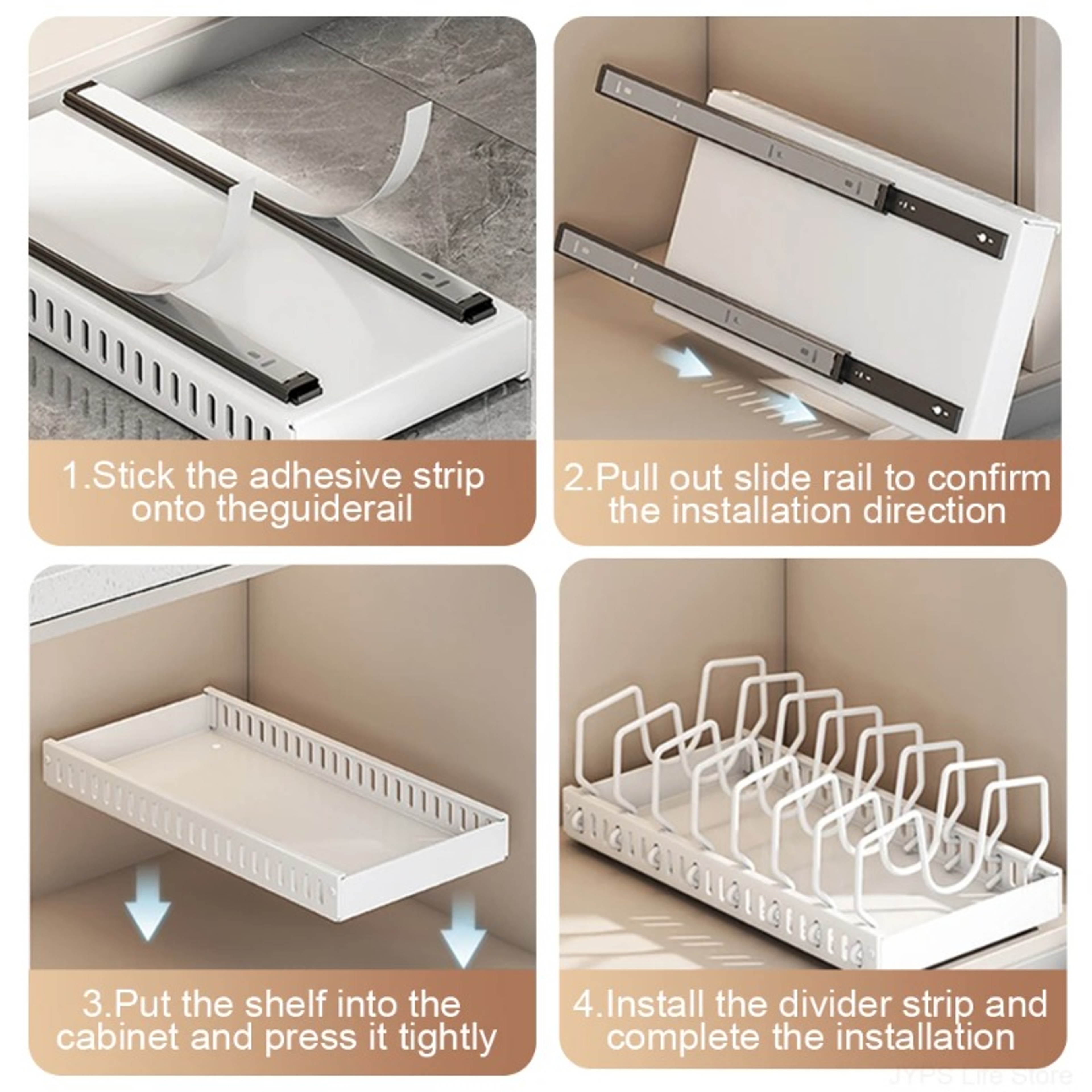 Kitchen Pull Out Organizer Multifunctional Pot Pan Holder Sliding Lid Rack Spice Organizer Dish Dry 4