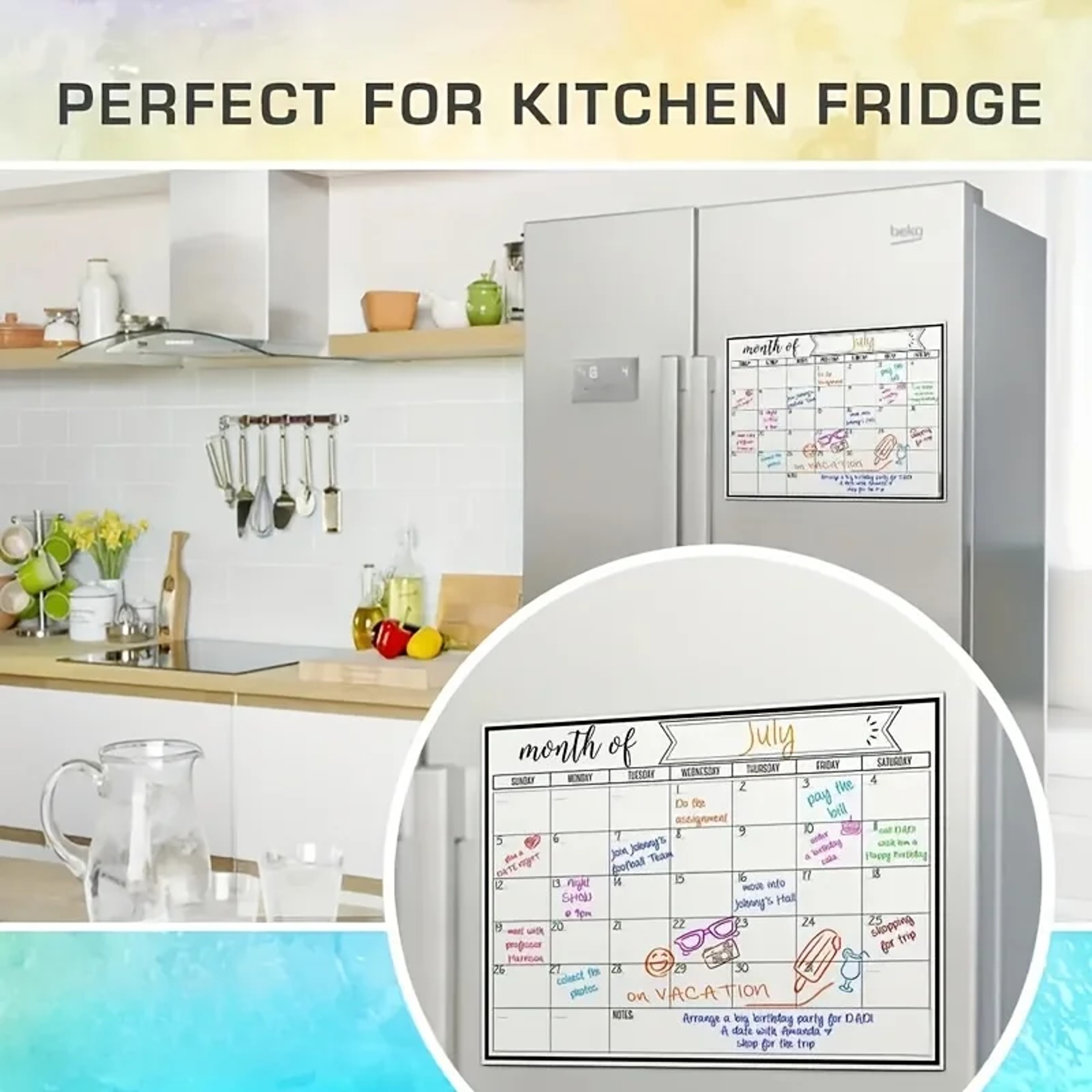 Whiteboard Magnetic Monthly Planner Magnetic Refrigerator Memo Pad Dry Erase Message Board For Kitc 3