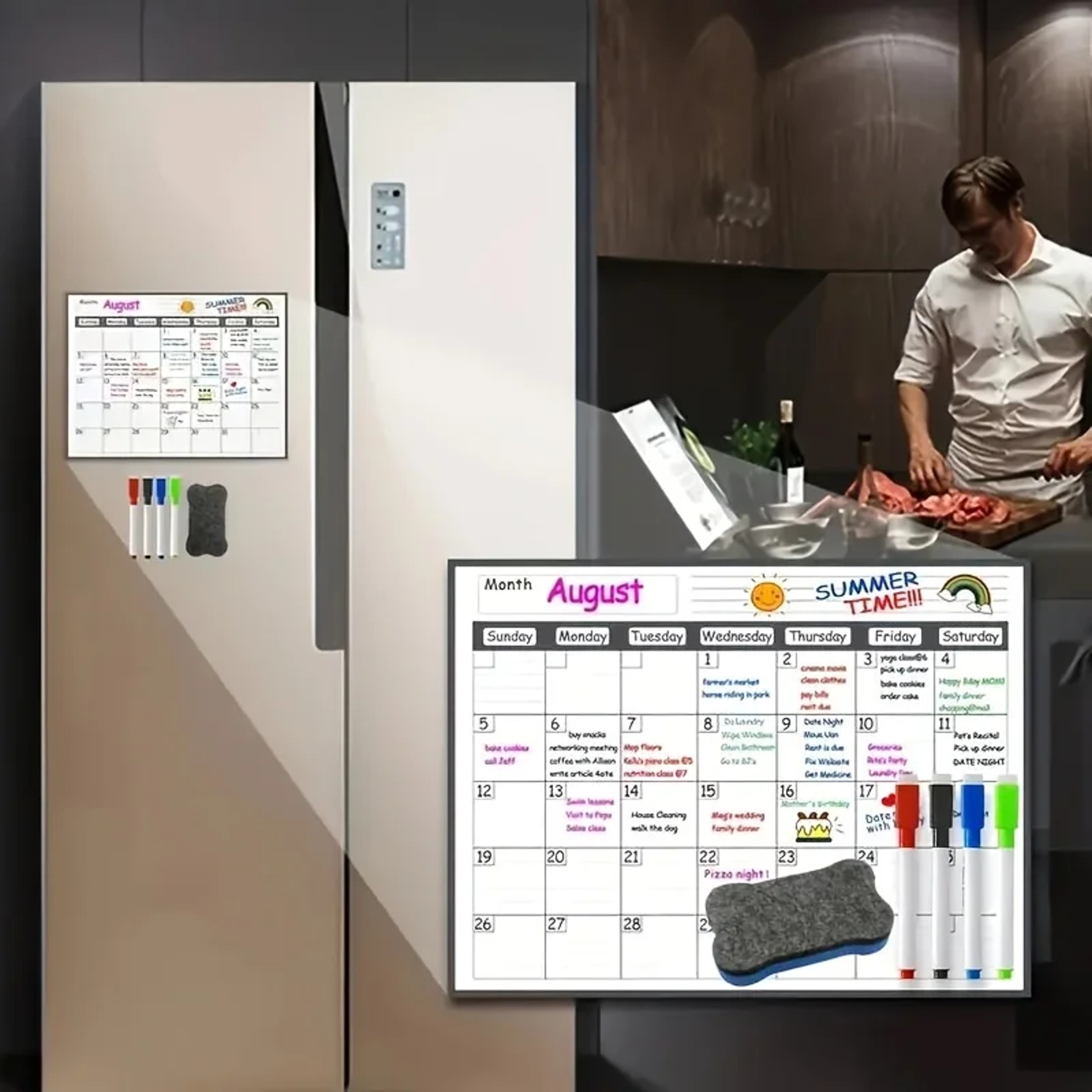 Whiteboard Magnetic Monthly Planner Magnetic Refrigerator Memo Pad Dry Erase Message Board For Kitc 2