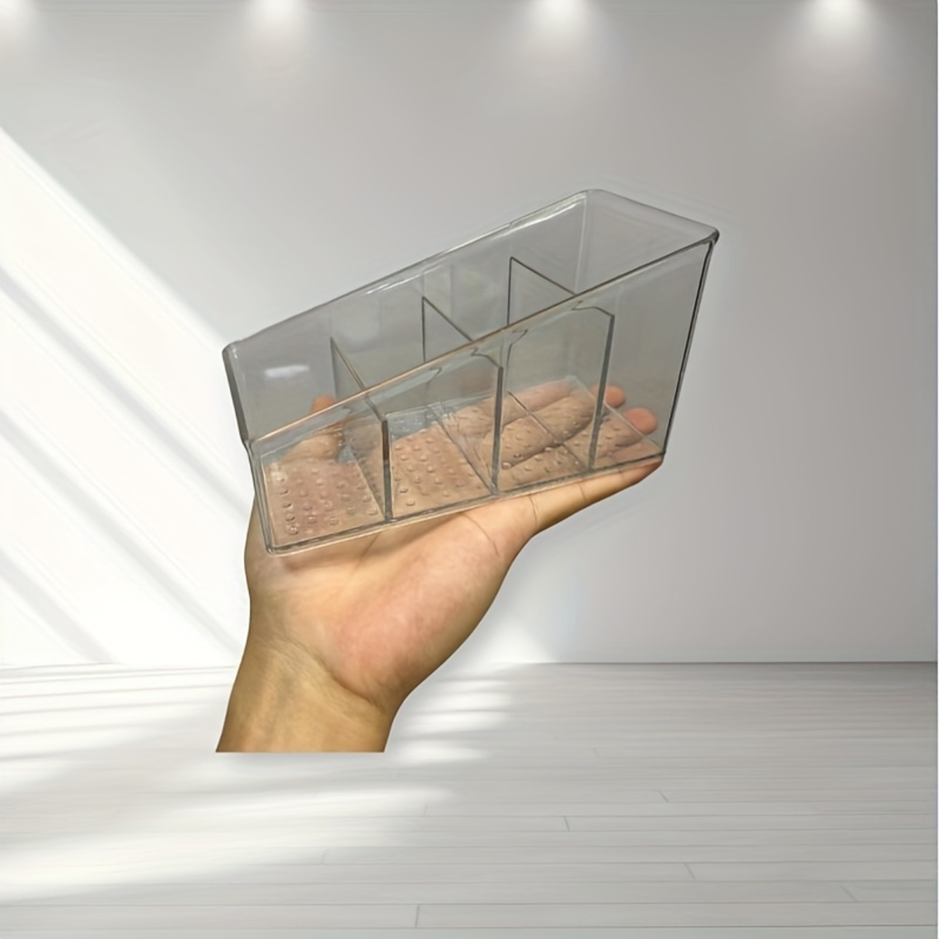 Desk Organizer With Compartments Clear Plastic Remote Control Holder For Home And Office Use 4