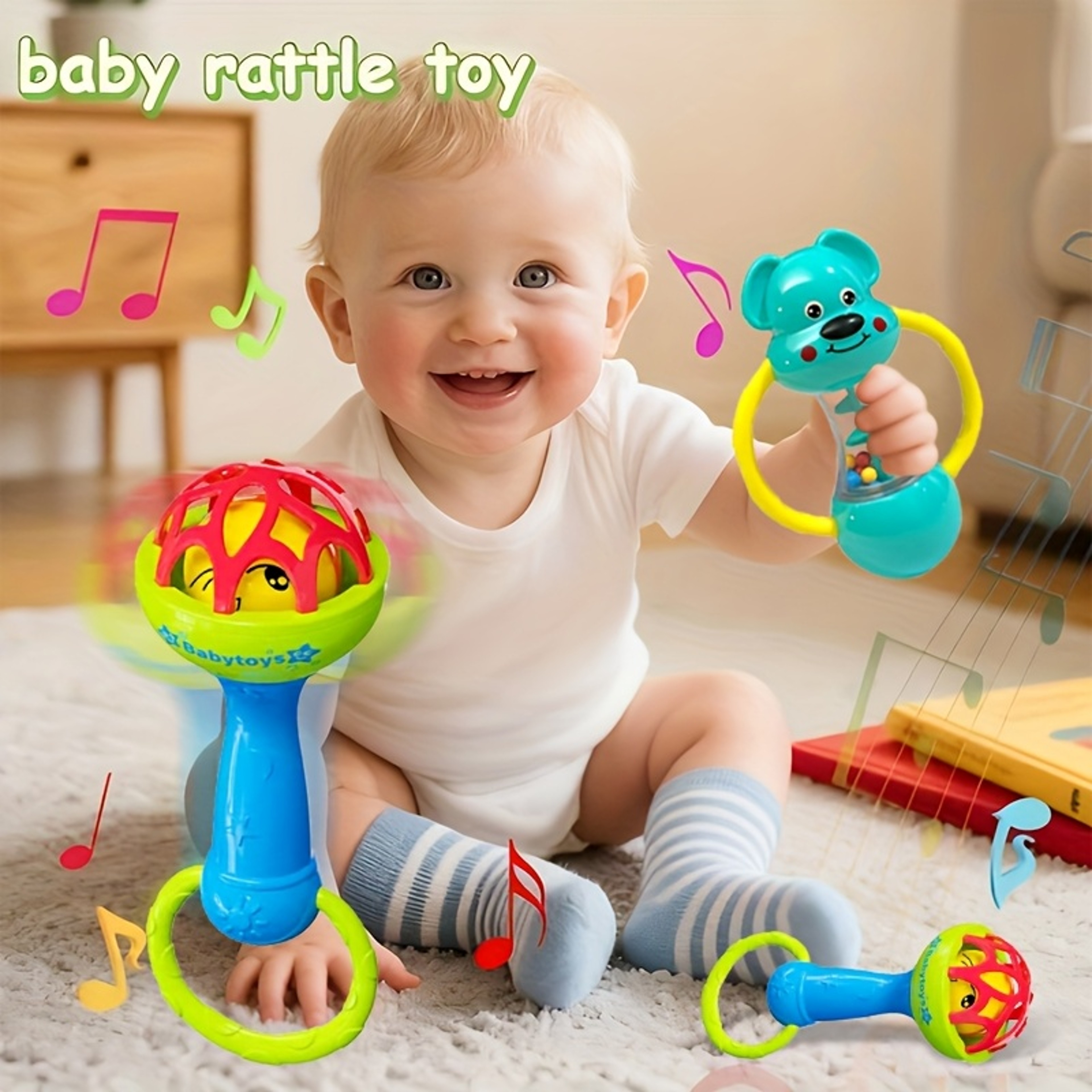 AnimalThemed Blue Style Single Head Bell Vibrant Musical Toy For Toddlers Durable ABS Material For  0
