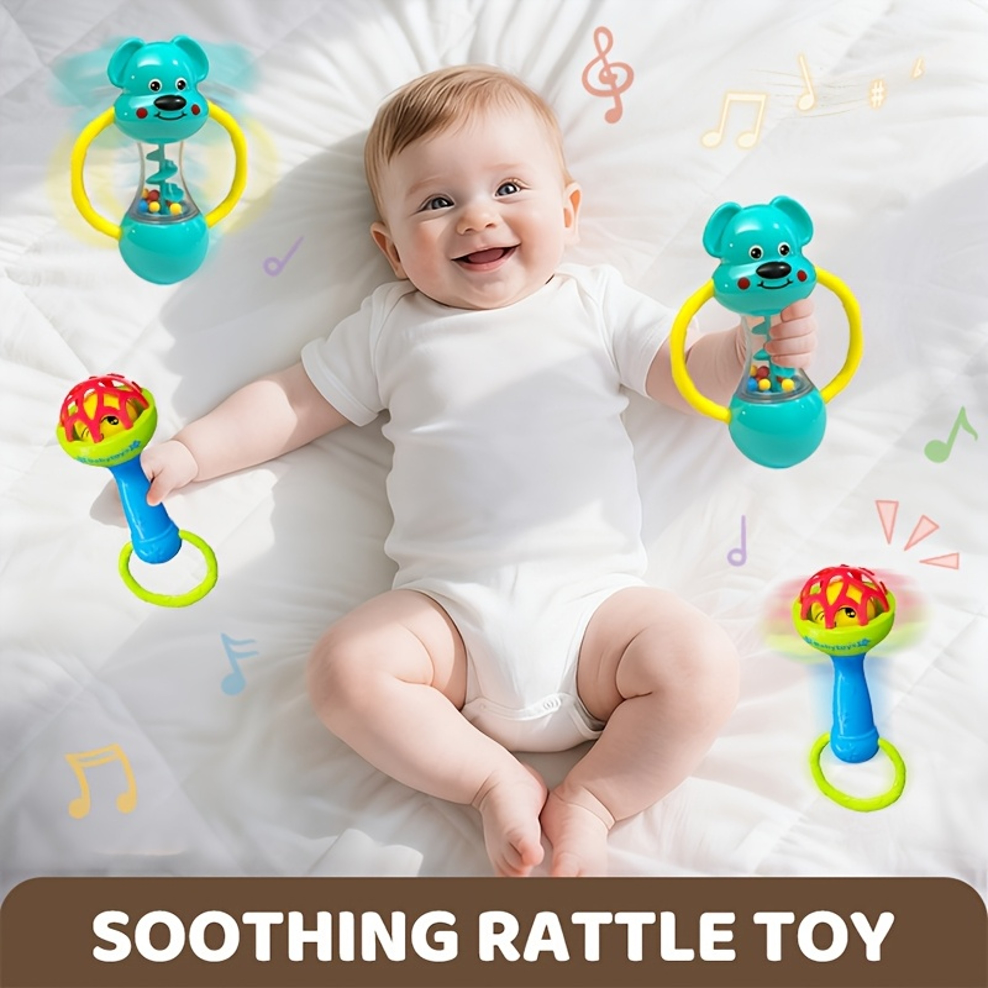 AnimalThemed Blue Style Single Head Bell Vibrant Musical Toy For Toddlers Durable ABS Material For  4