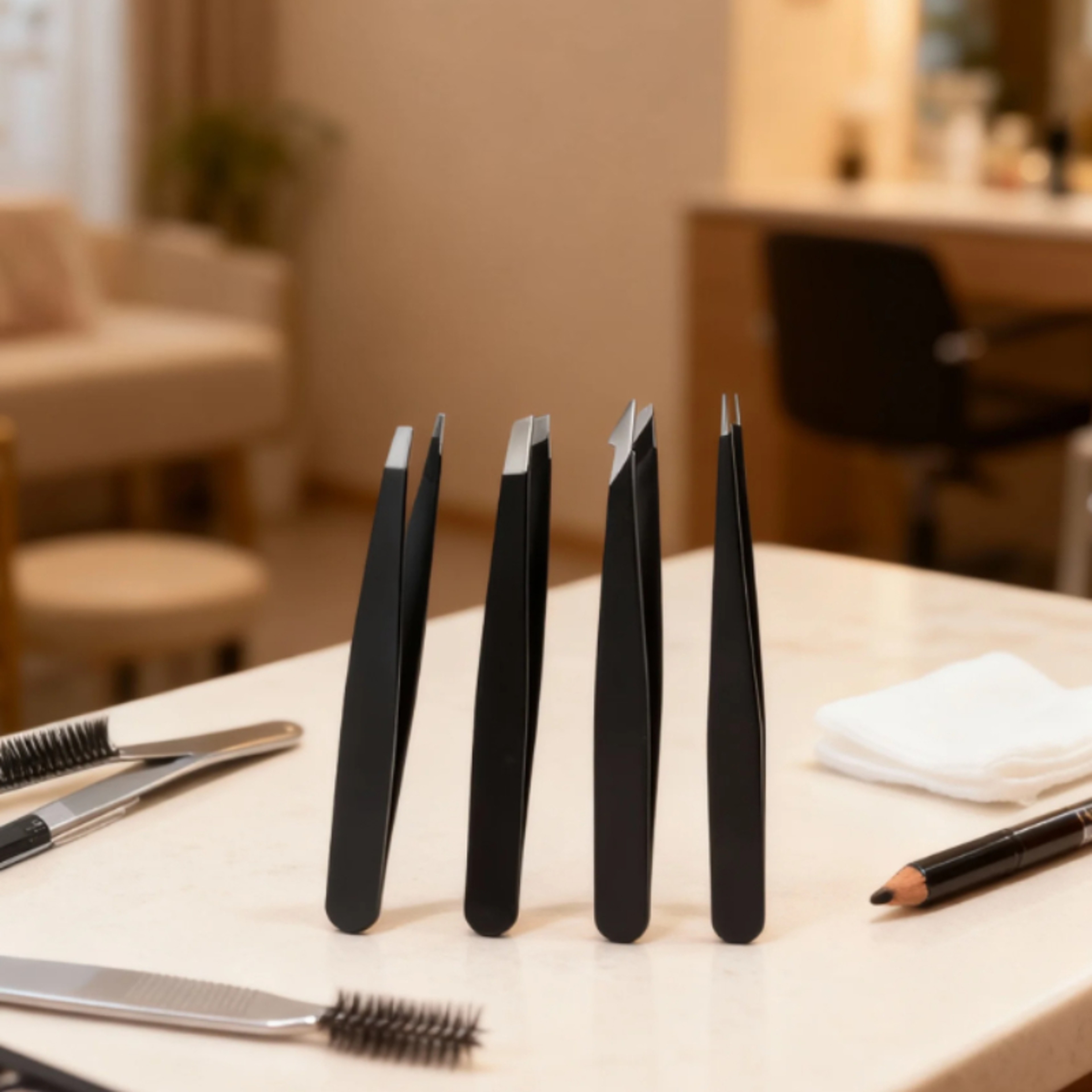 Stainless Steel Eyebrow Tweezers Set Professional Facial Hair Ingrown Hair Removal 0