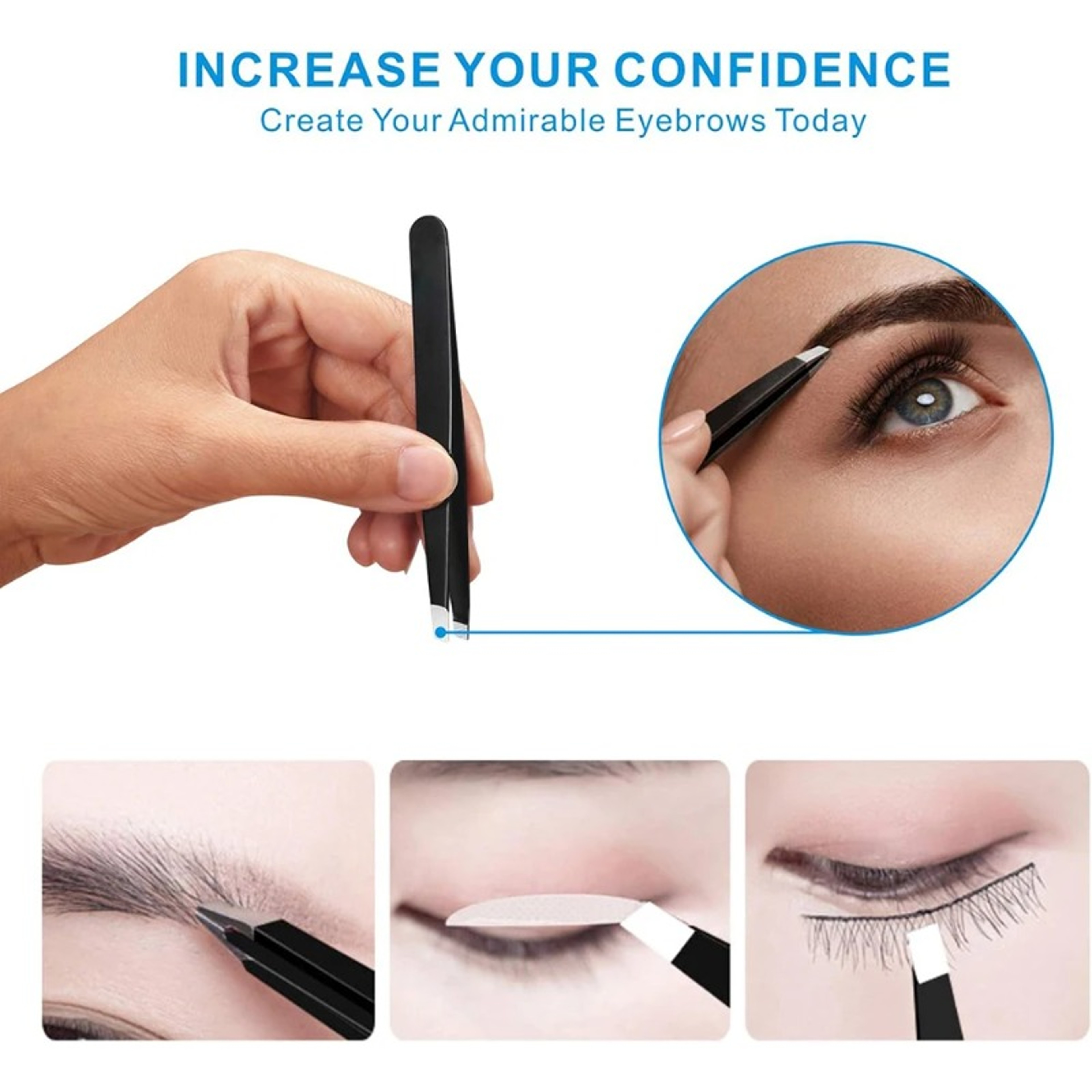 Stainless Steel Eyebrow Tweezers Set Professional Facial Hair Ingrown Hair Removal 2