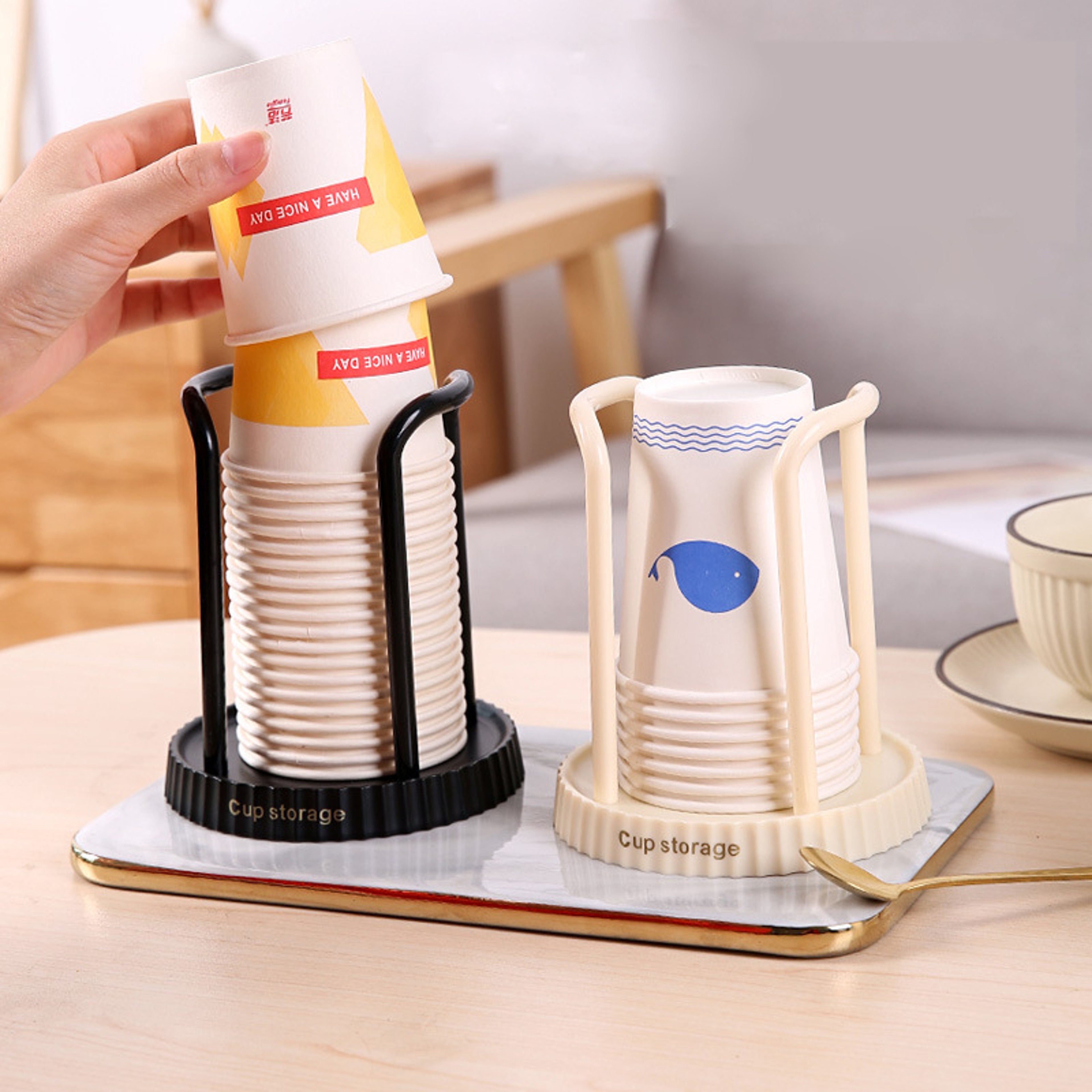 Desktop Paper Cup Storage Rack Household Holder For Living Room And Dining Room Use 2