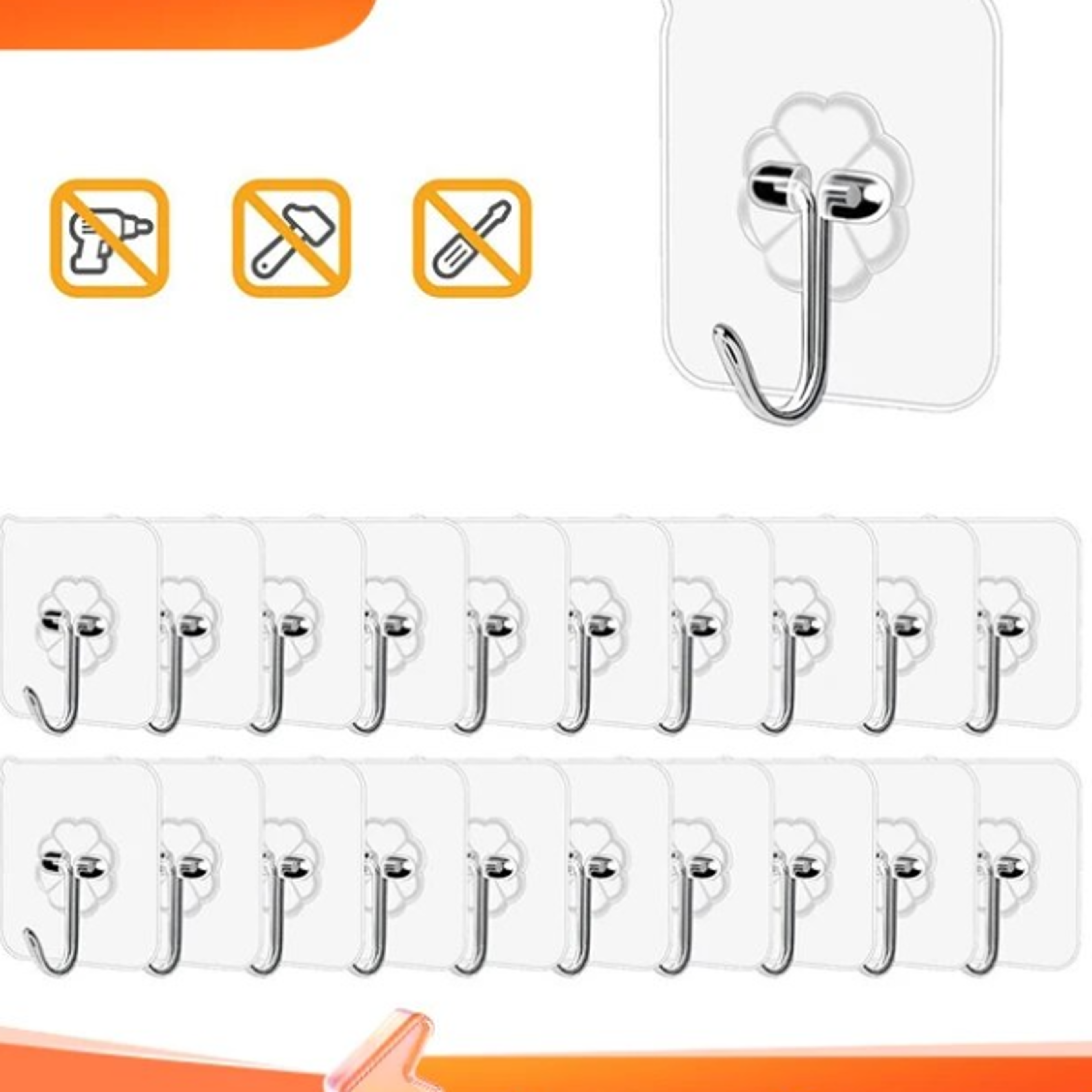 SelfAdhesive Stainless Steel Transparent Hooks for Bathroom Towel Storage Clothes Key Pendant Organ