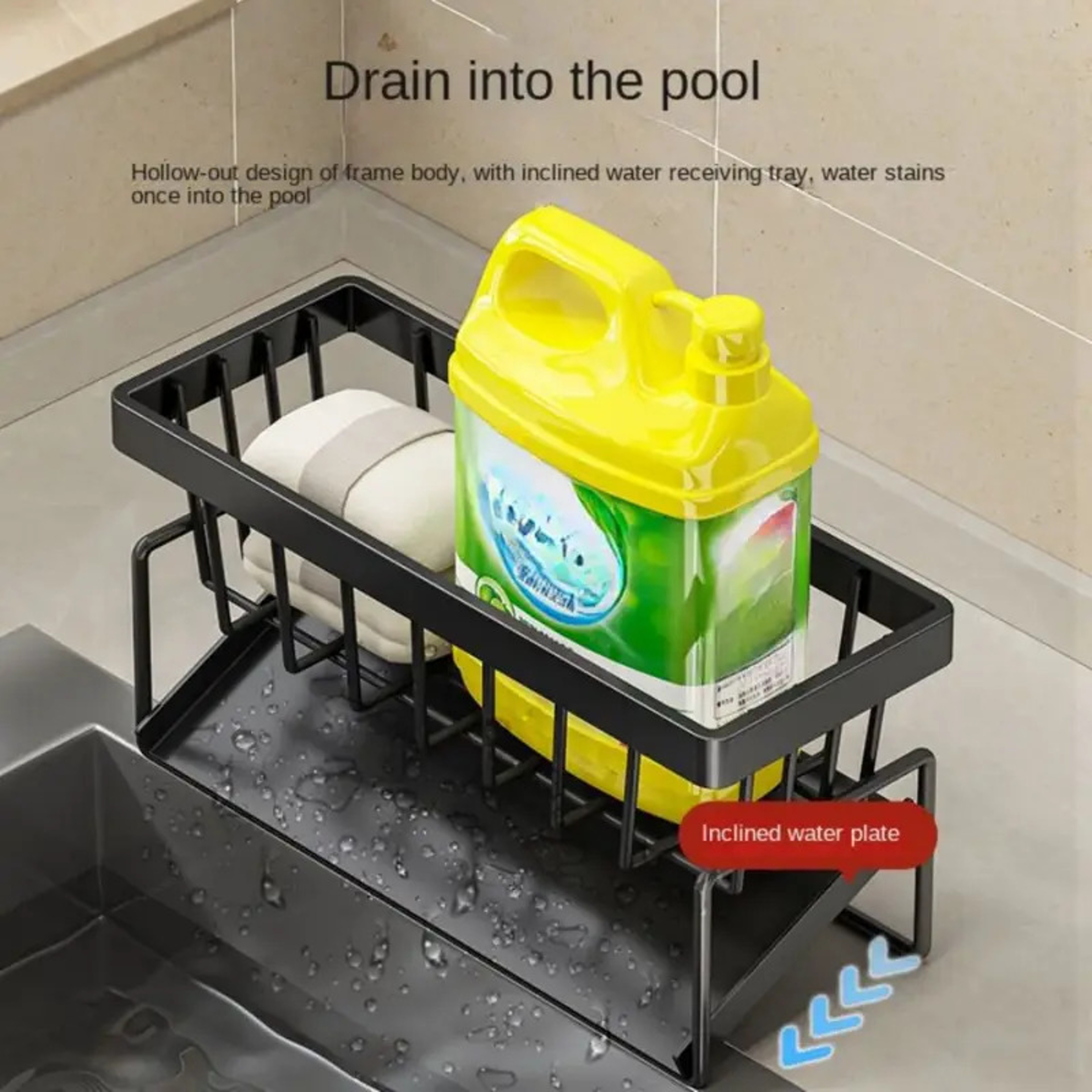 Dishcloth Storage Sponge Draining Rack Dishwashing Liquid Kitchen Organizer 3