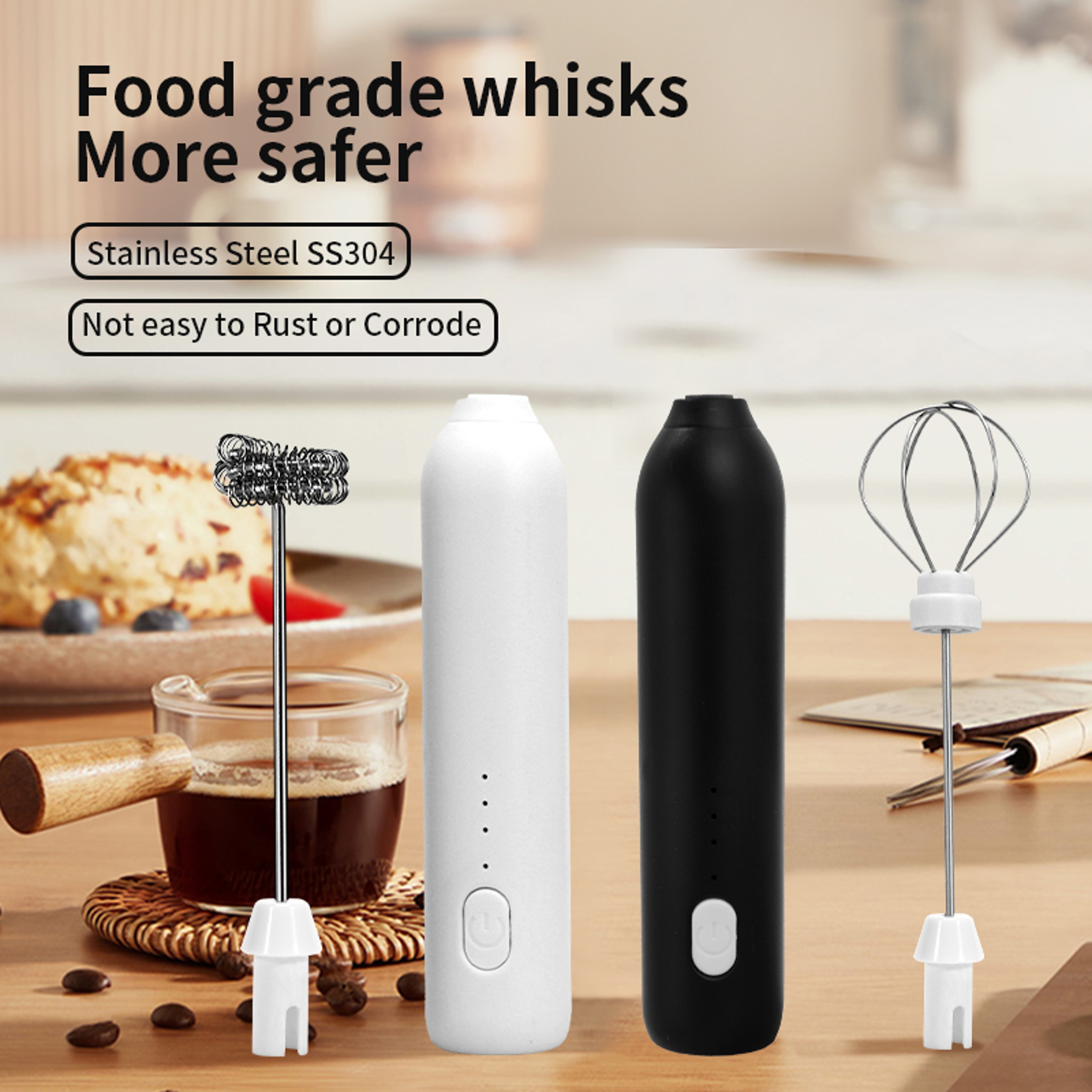Wireless Electric Milk Frother Egg Beater Speeds TypeC Charging Mini Handheld Foam Maker Coffee Whi 5