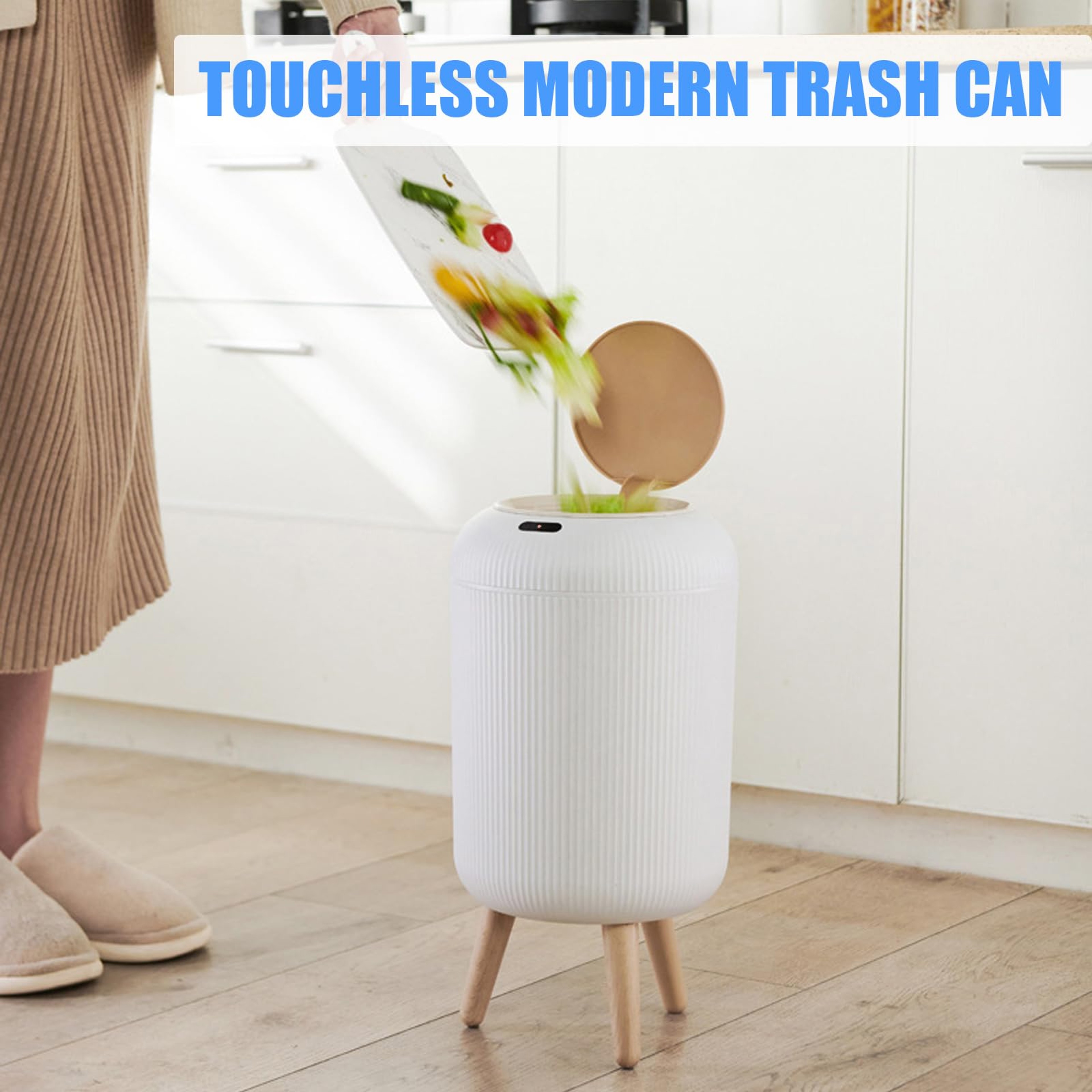 Small Plastic Smart Trash Can With Lid Automatic Motion Sensor For Bedroom Bathroom Kitchen Office 5