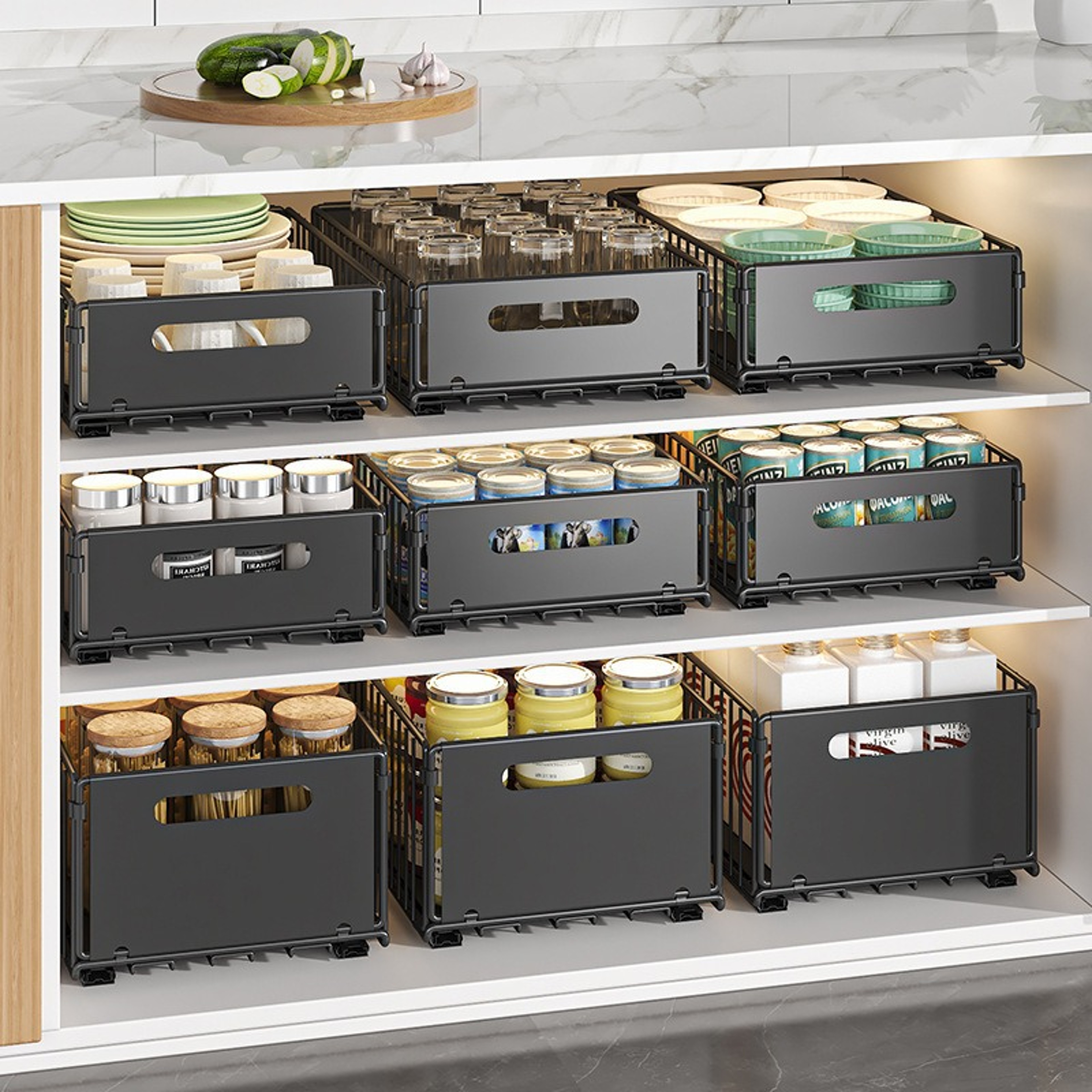 Pullout Storage Box Internal Basket Kitchen Storage Rack Bathroom Cabinet 2