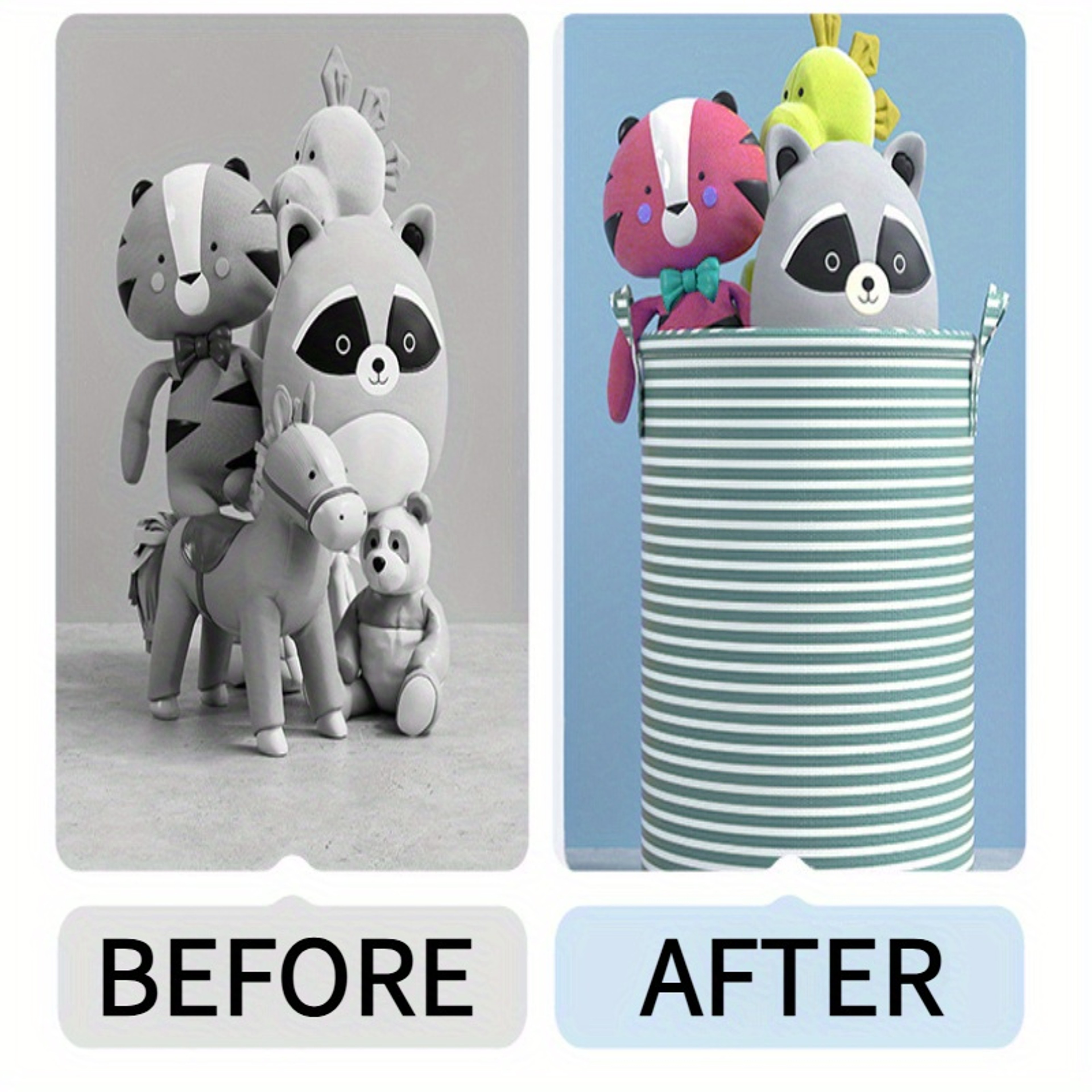 Collapsible Storage Organizer Foldable Minimalist Striped Laundry Basket For Bathroom Bedroom Toy C 4