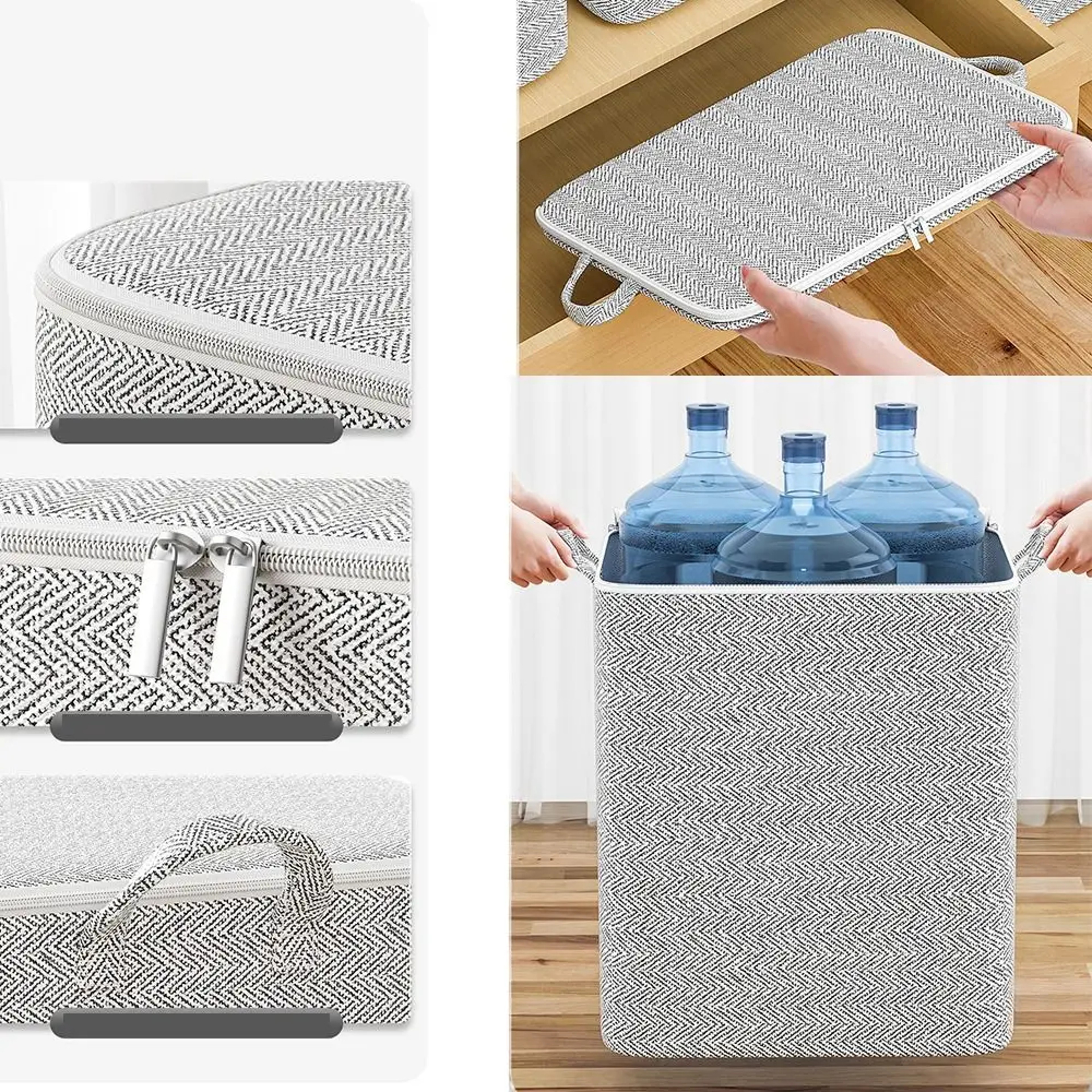 Large Capacity Nonwoven Quilt Storage Bag With Lids Zipper Foldable Dustproof Container For Clothes 1