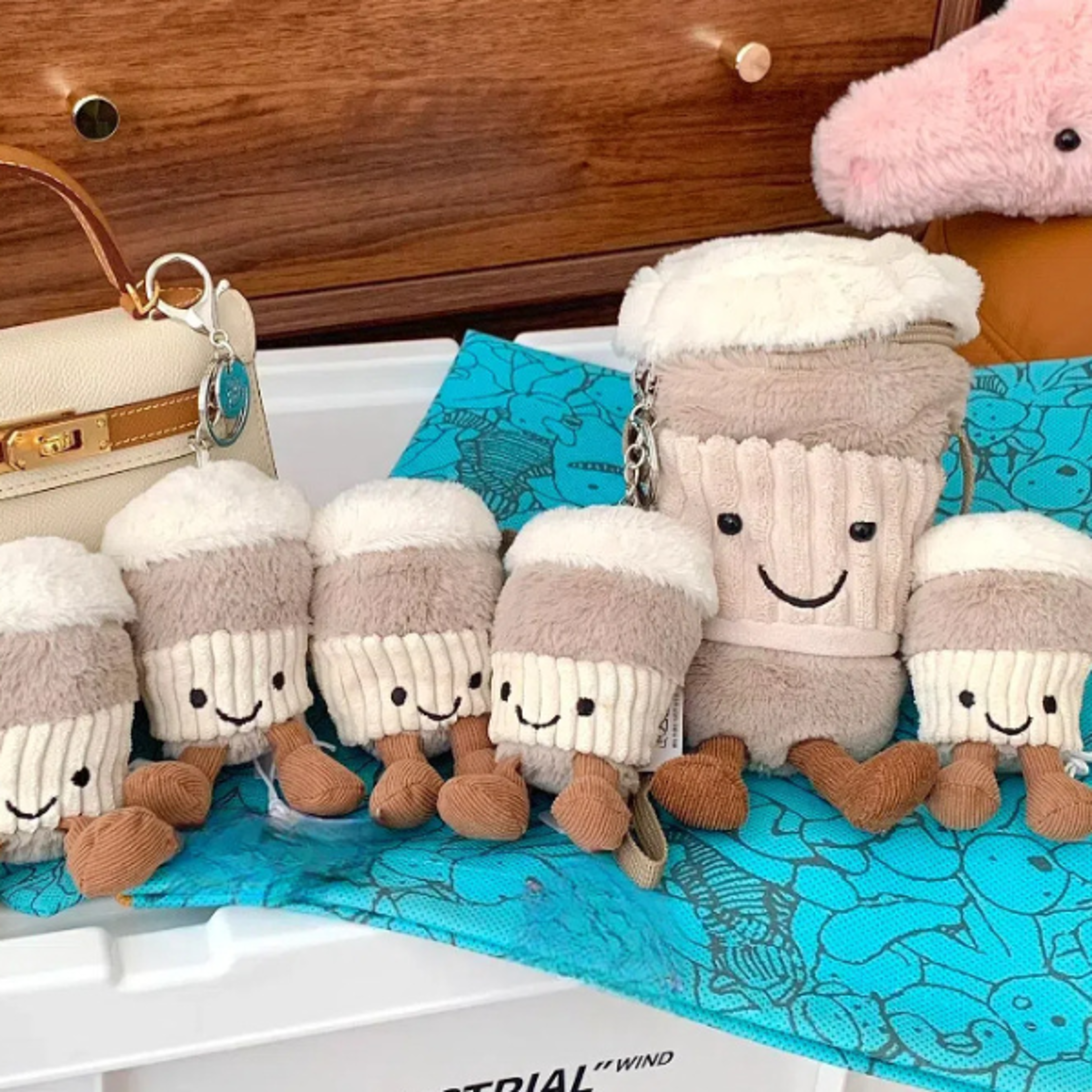 Cute Plush Toy Doll Coffee Cup Keychain Pendant Accompanying Bag Doll