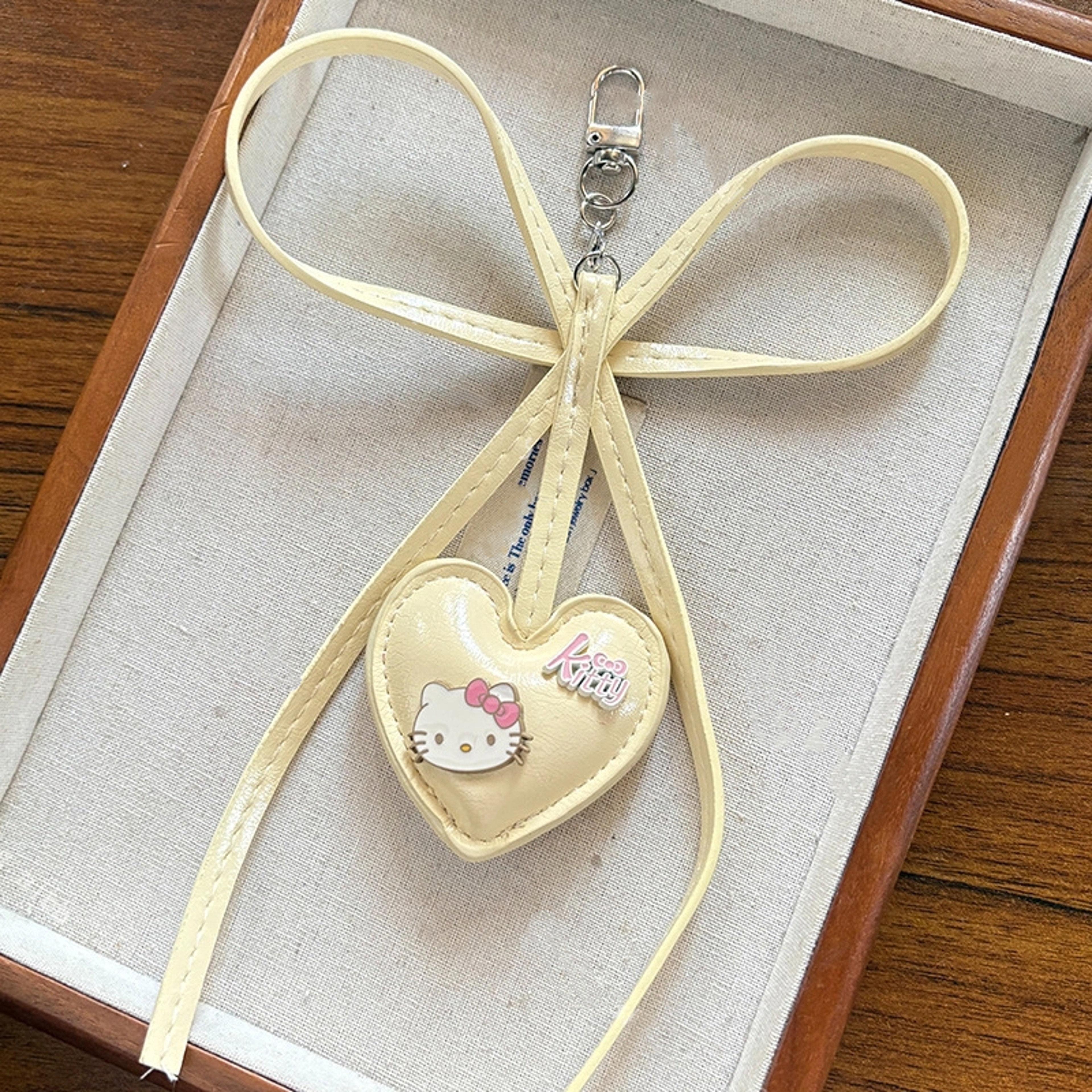 Cute Cartoon Kitten Plush Toy Keychain Heart Shaped Pendant Girl Backpack Bowknot Car Hanging Gift  4