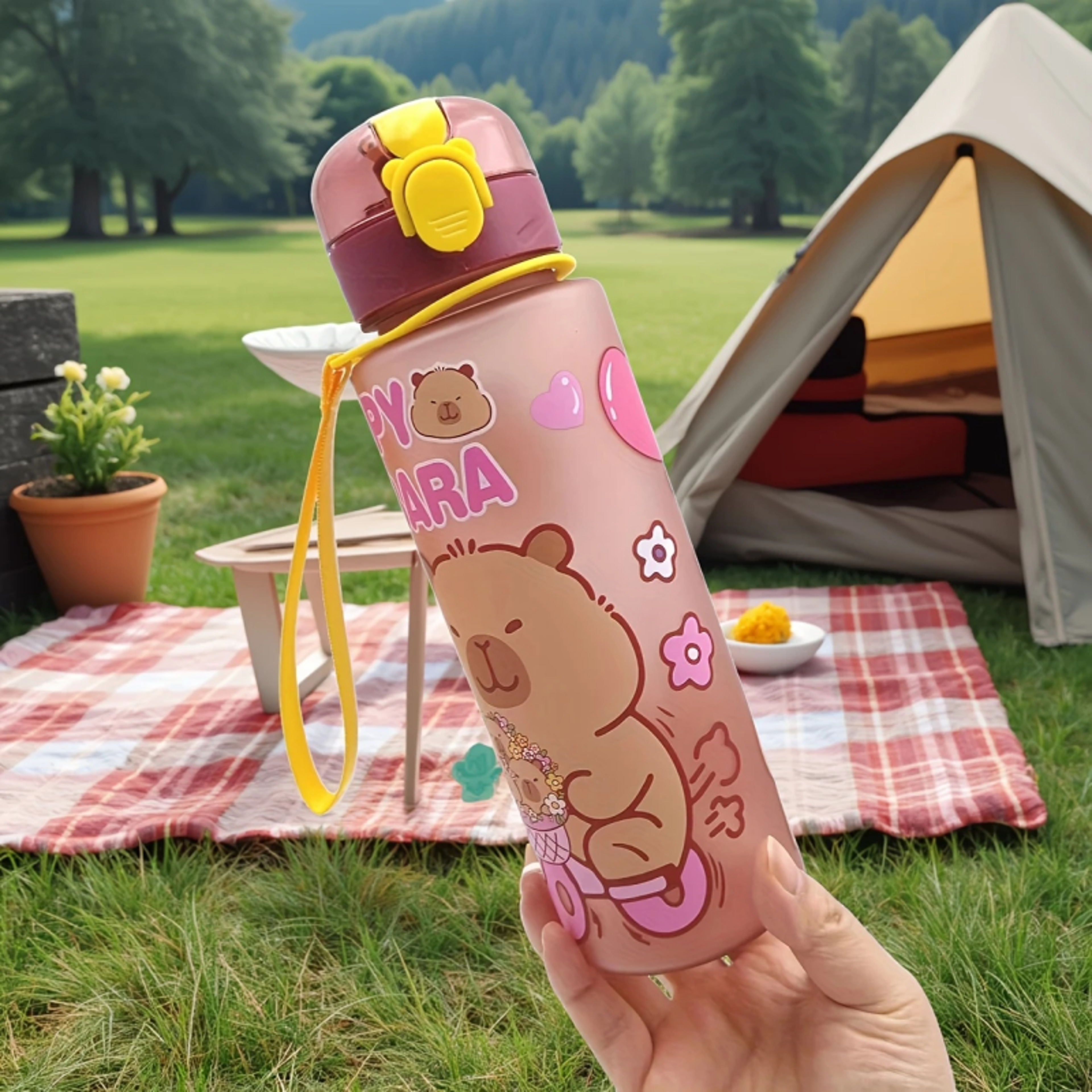 Large Capacity Sports Water Bottle Capybara Straw Cup Leakproof Plastic Water Bottle Cute Cartoon P 6