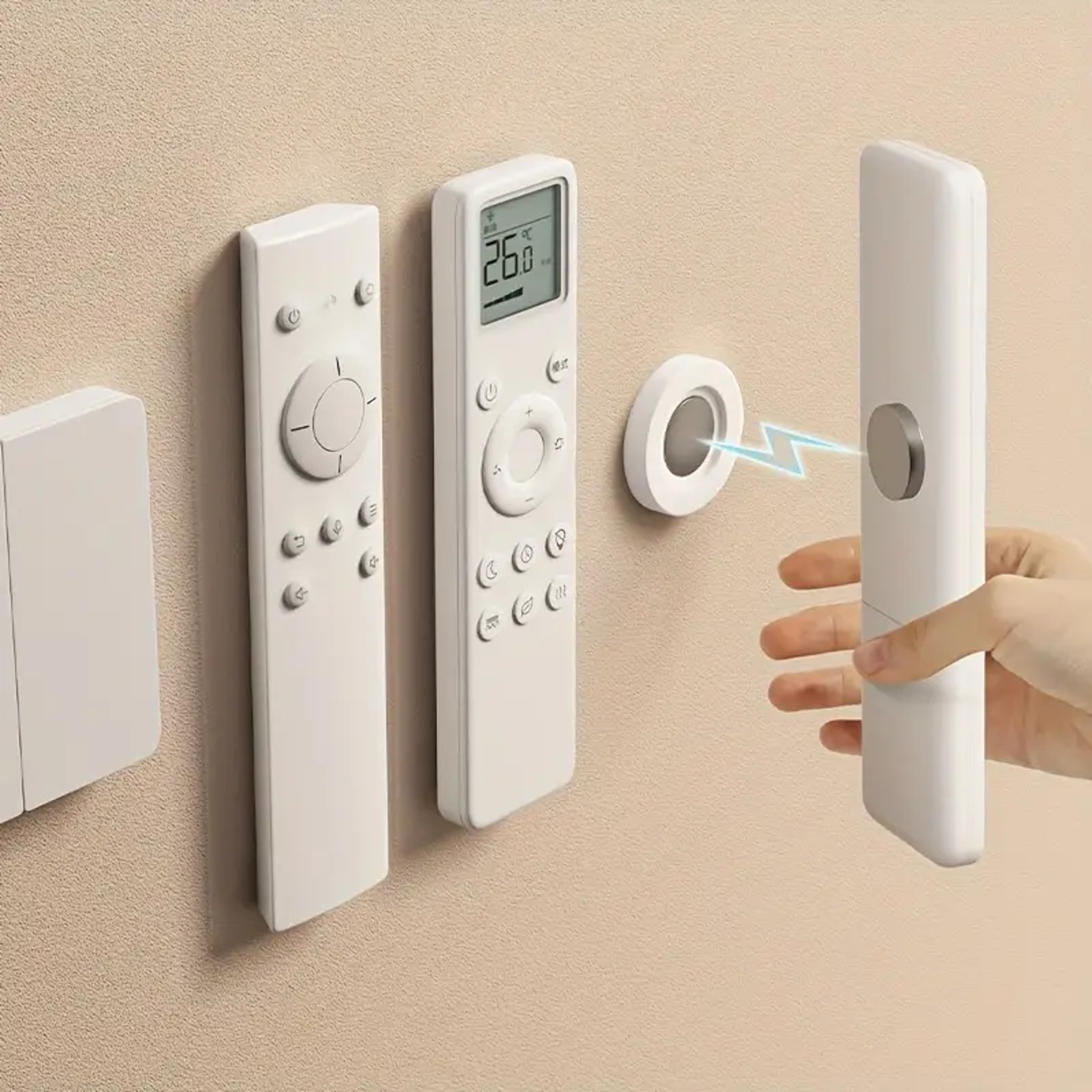 Magnetic Remote Control Holder Adhesive Wall Mount No Drilling For TV AC DVD Remotes White Space Sa 0