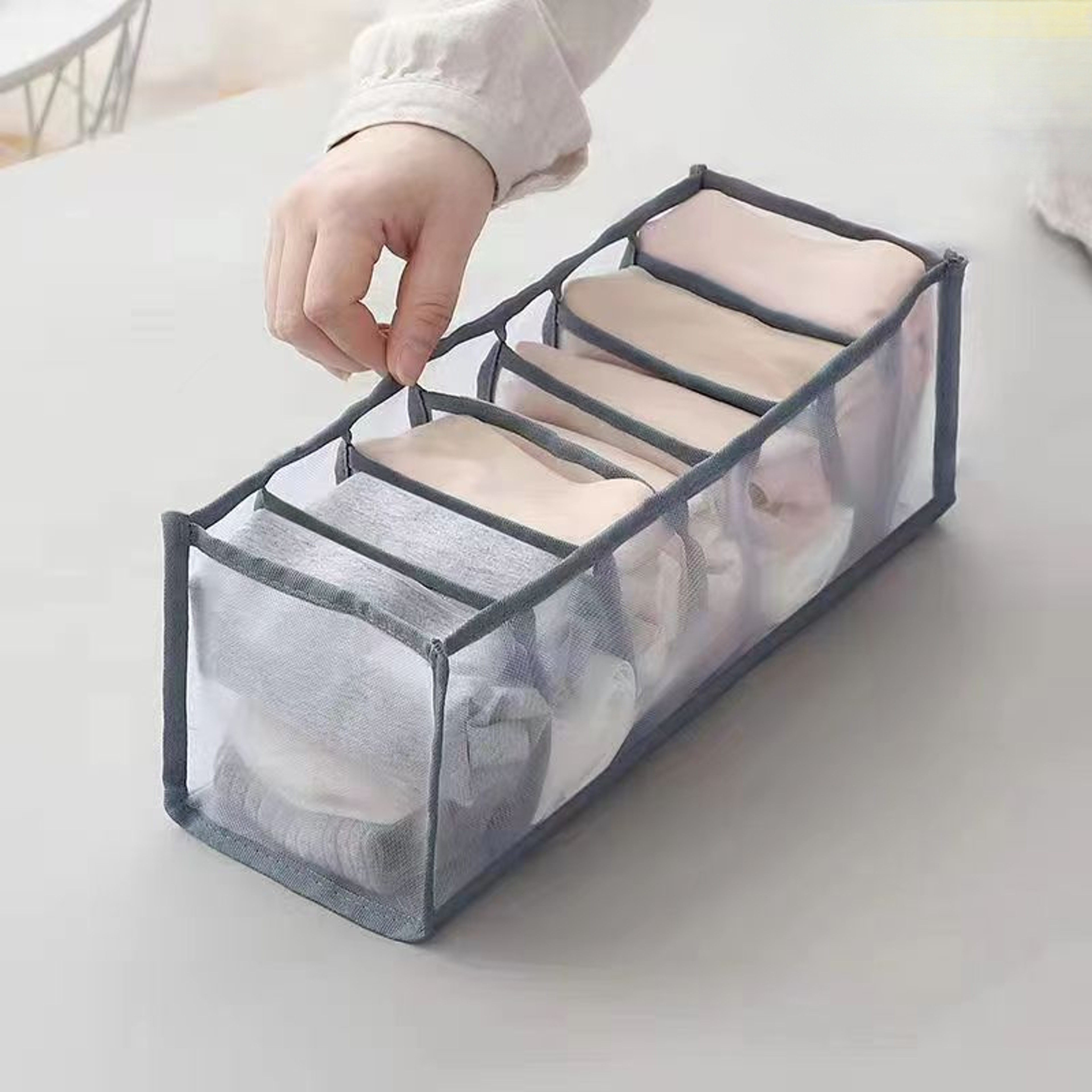 Home Underwear Bra Sock Cabinet Compartments Underwear Storage Box Fabric Mesh Partition Drawer Sty 6