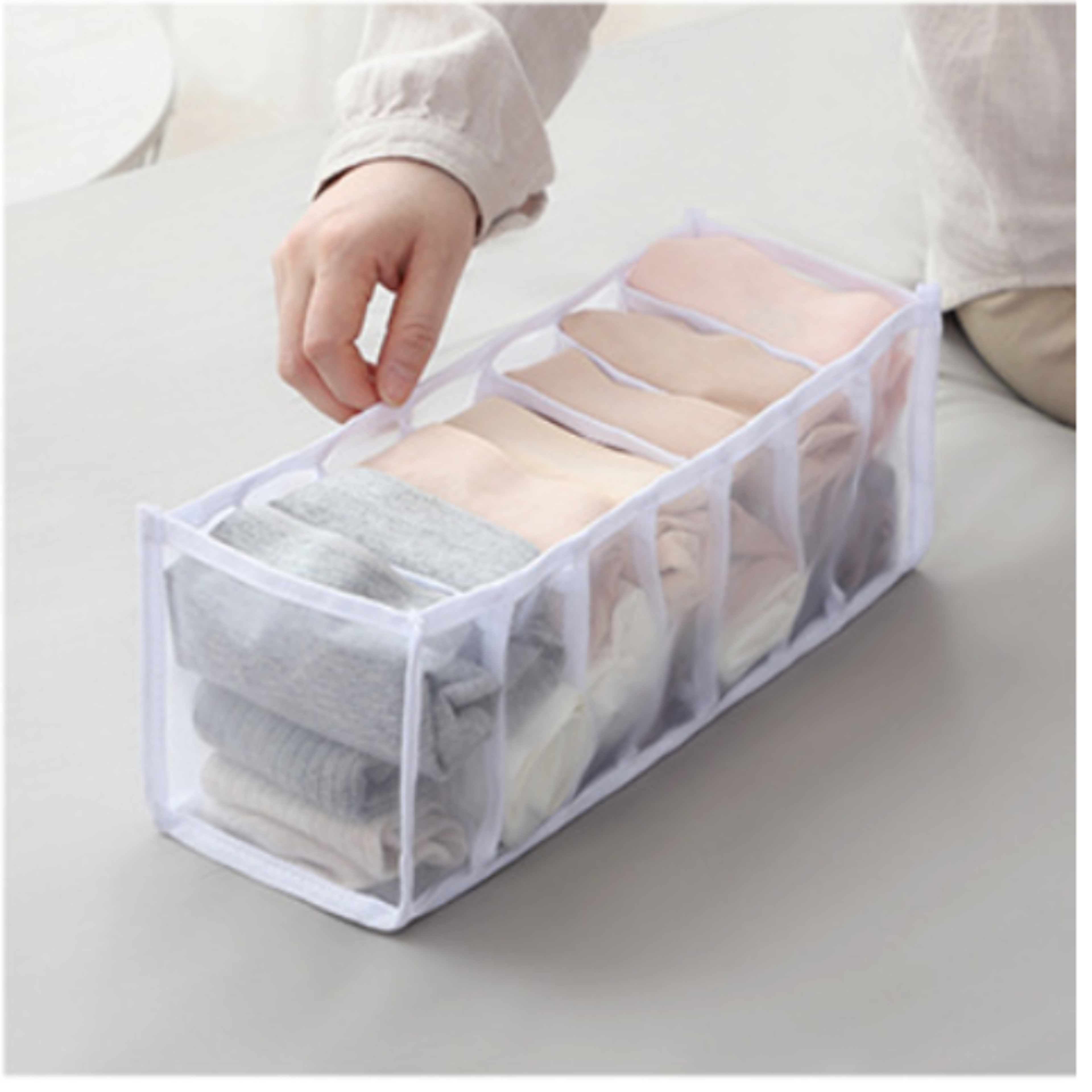 Home Underwear Bra Sock Cabinet Compartments Underwear Storage Box Fabric Mesh Partition Drawer Sty 7