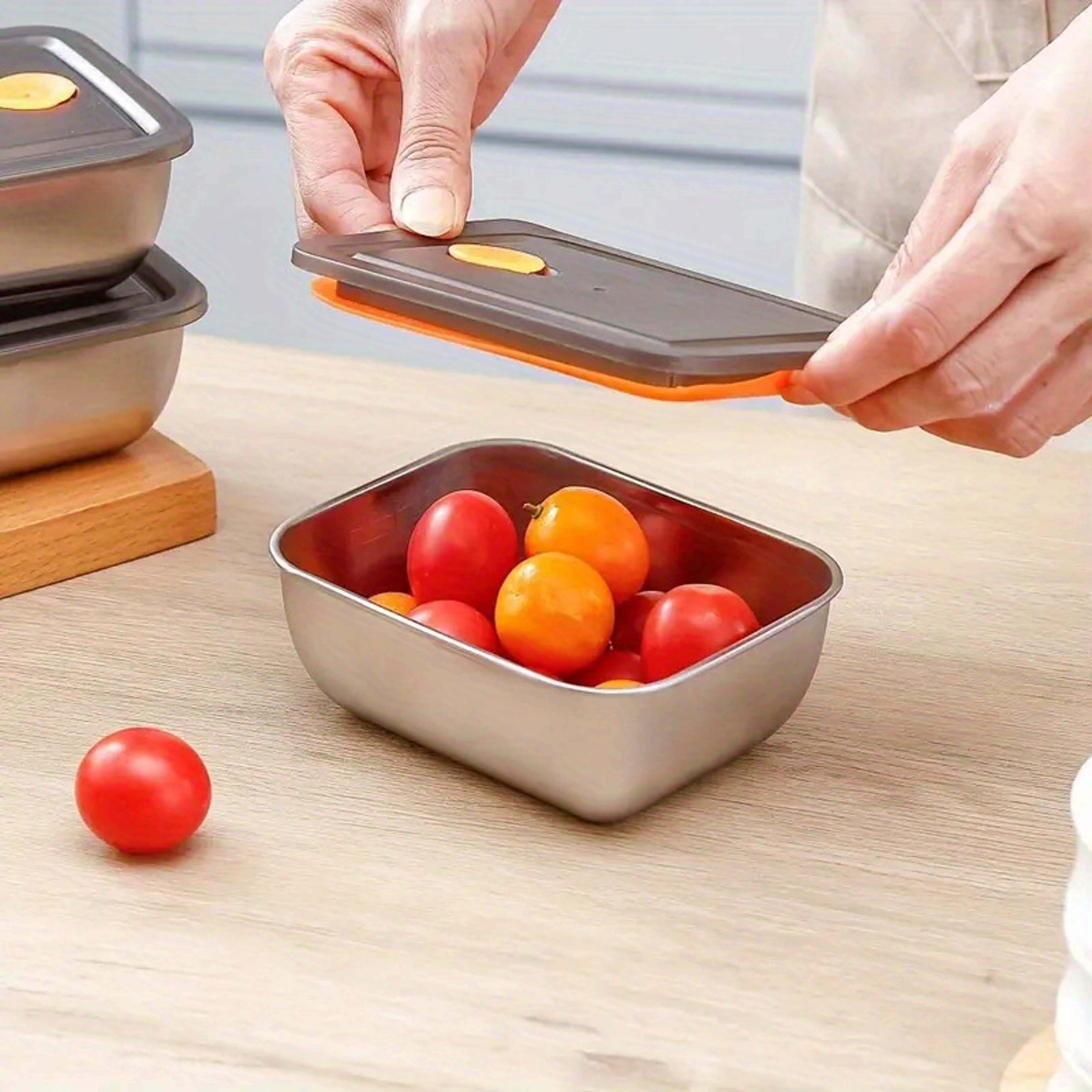 Stackable Stainless Steel Food Storage Containers Set BPAFree Leakproof Thickened For Pantry Fridge 3