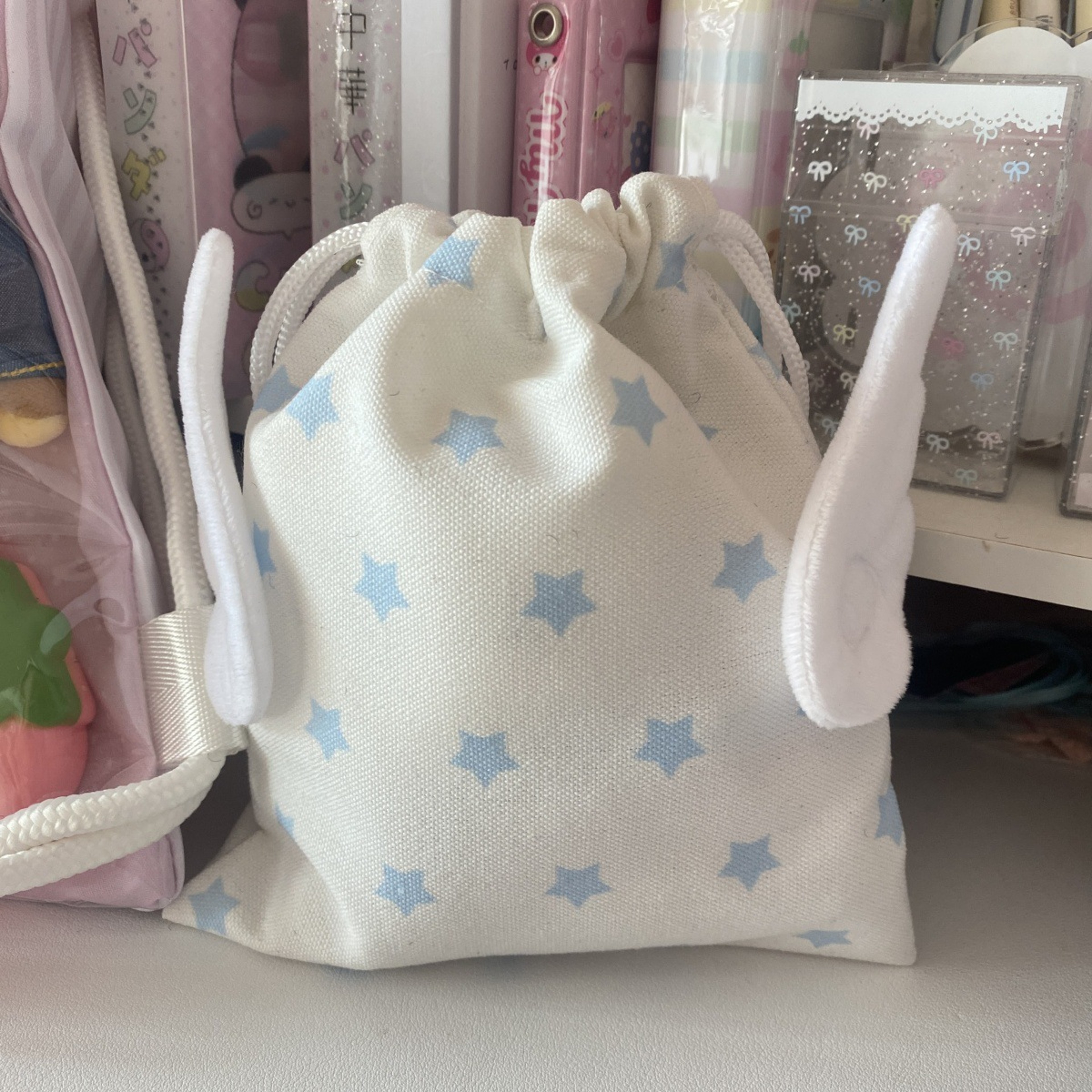 Canvas Cosmetics Bag with Star Pattern Dustproof Storage Rope Drawstring Fashionable Portable Pocket – view 2