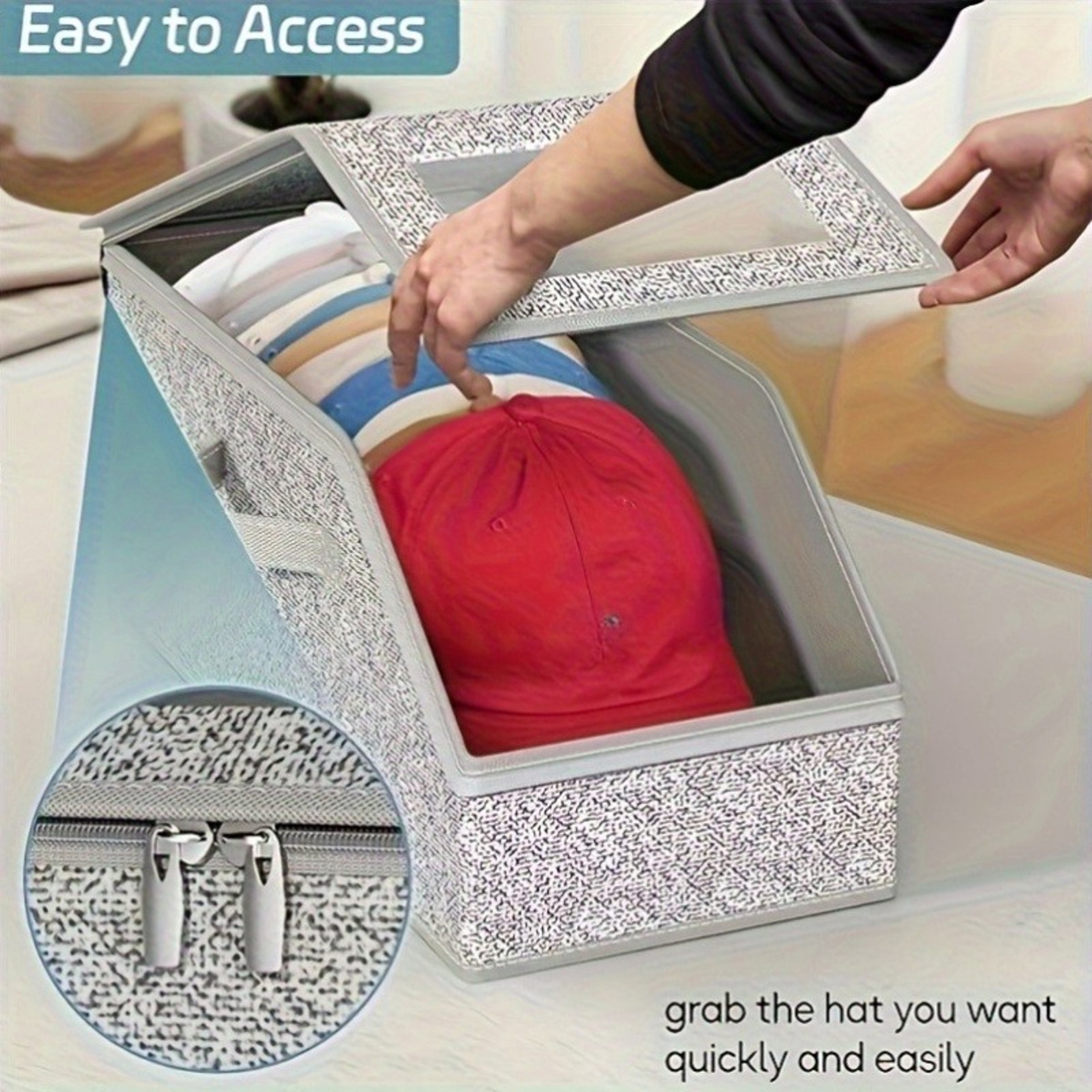 Foldable Fabric Closet Organizer Dustproof Baseball Cap Storage Box Stackable Container For Hats Cl 1