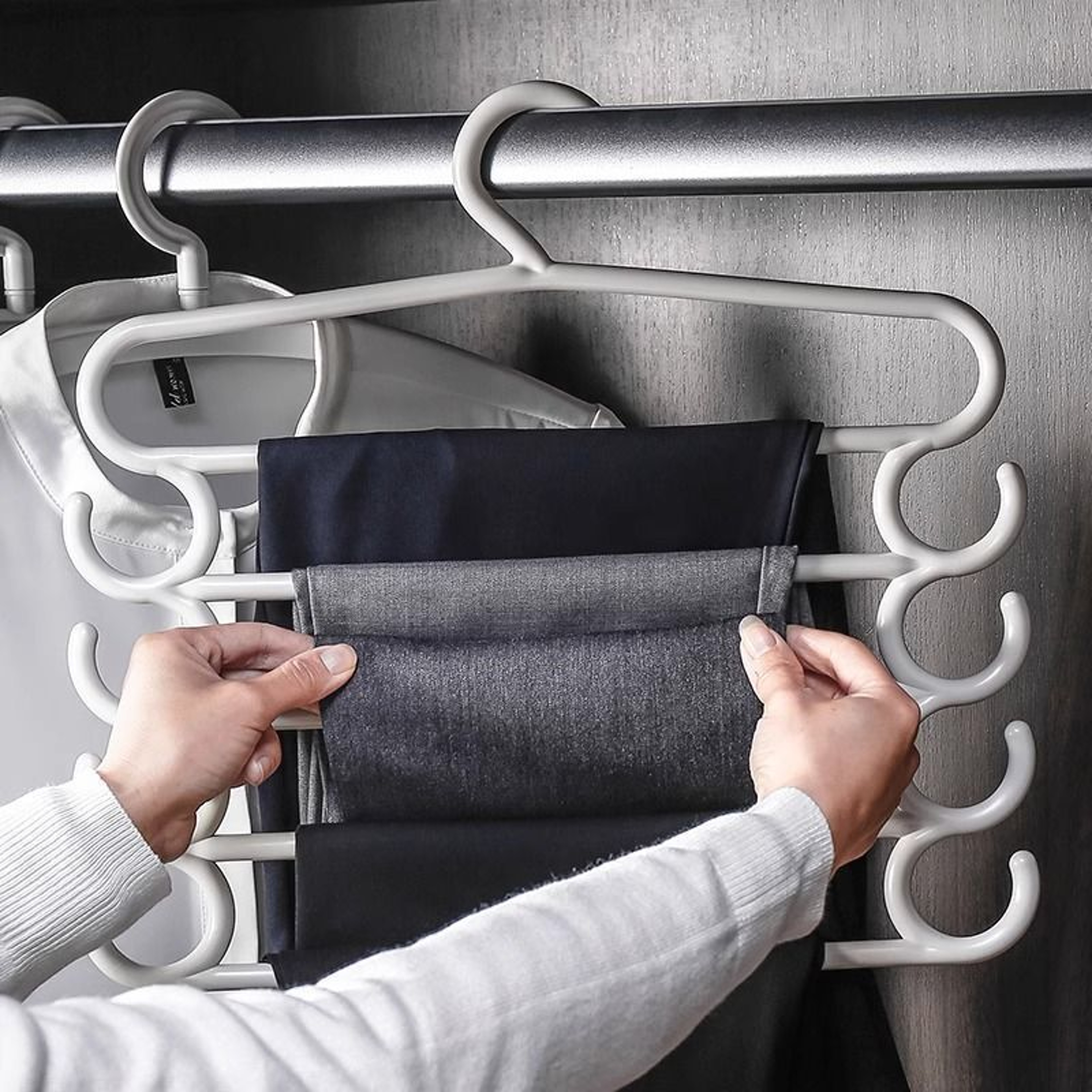 Multi Layer Pants Hanger Layers Space Saving Closet Rack Household Organizer 0