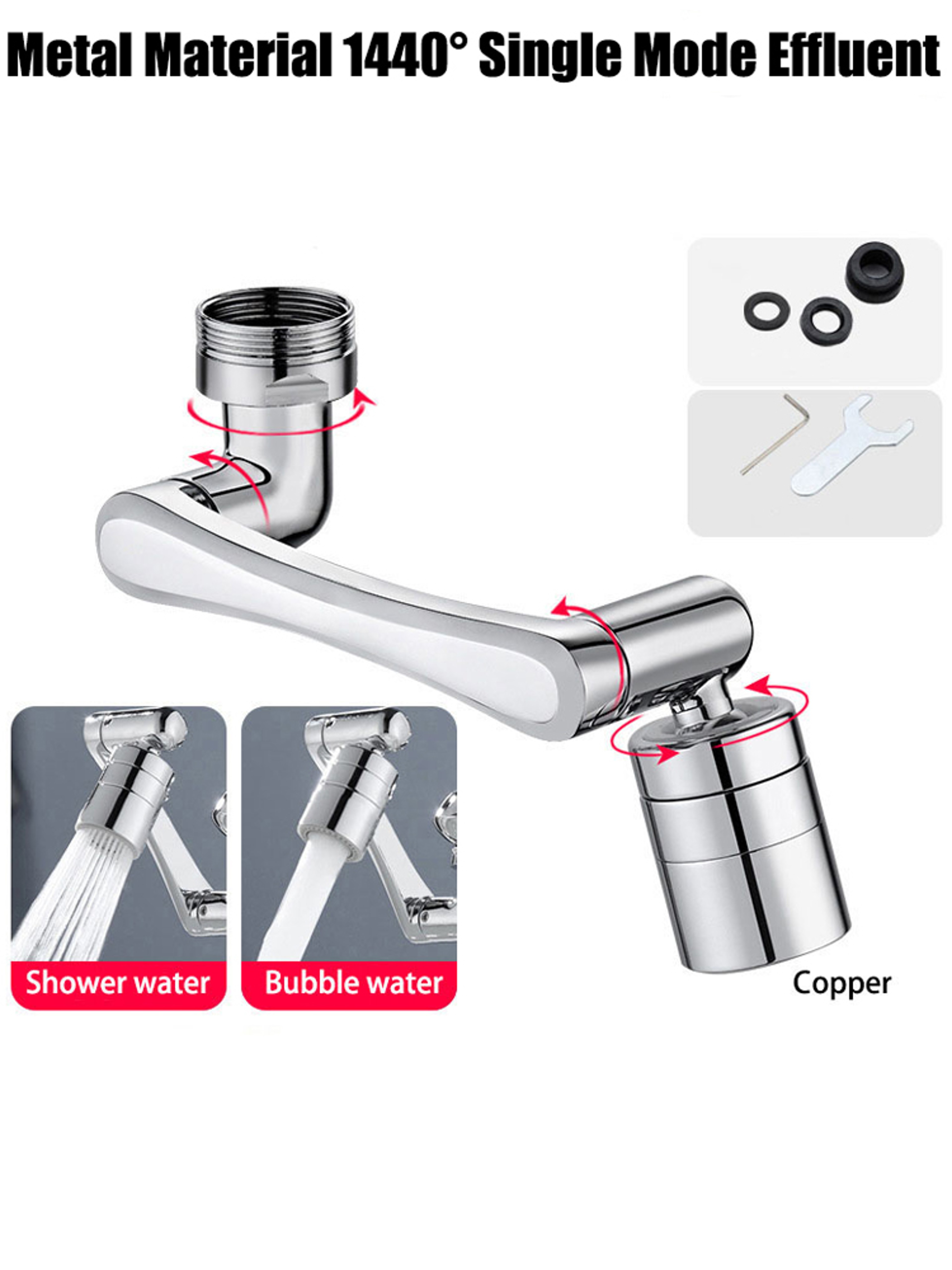 Swivel Robotic Arm Faucet Extender Stainless Steel Universal Kitchen Sink Aerator Water Flow Mode 8
