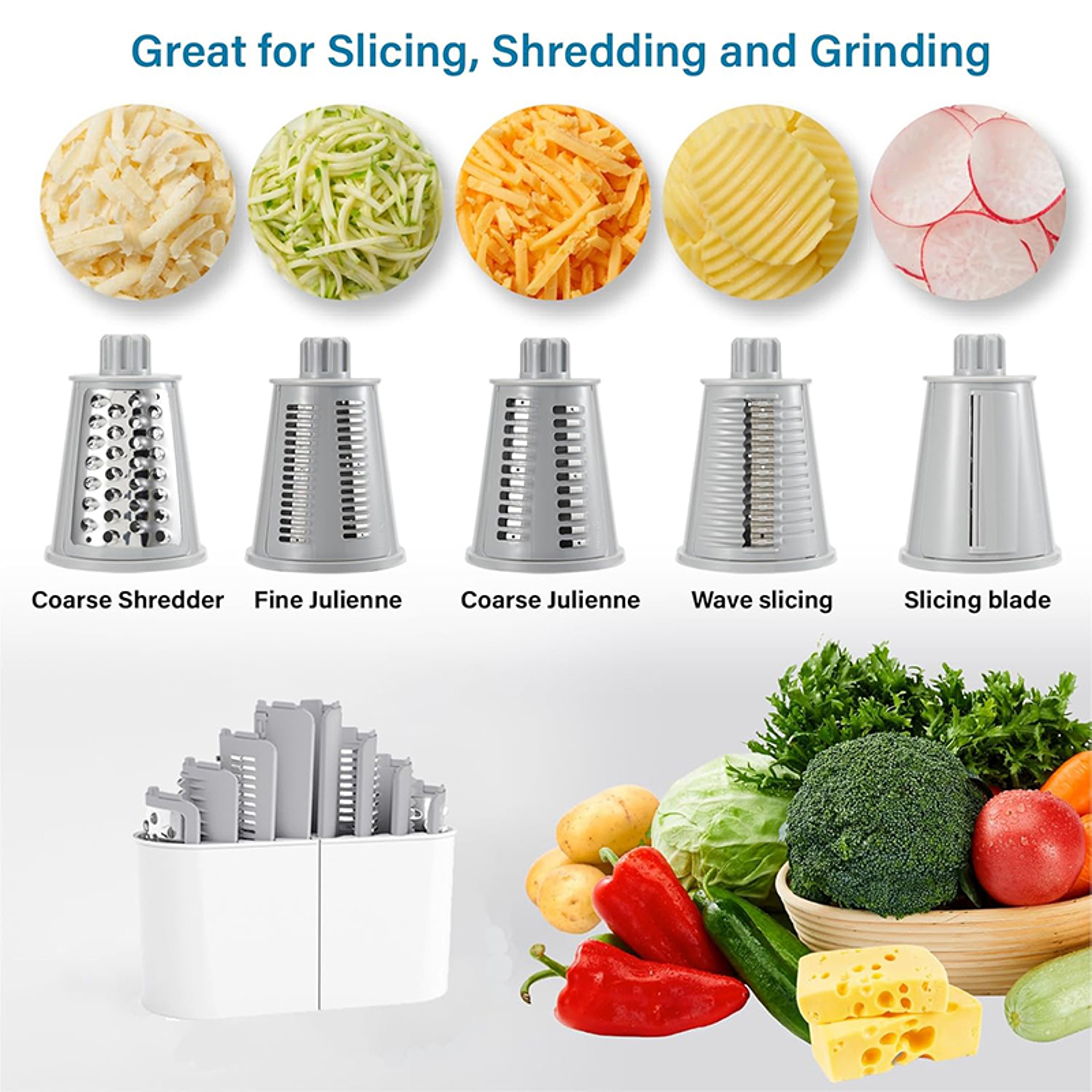 Kitchen Mandoline Vegetable Slicer Rotary Cheese Grater Nut Chopper Shredder Waffle Cutter Julienne 1