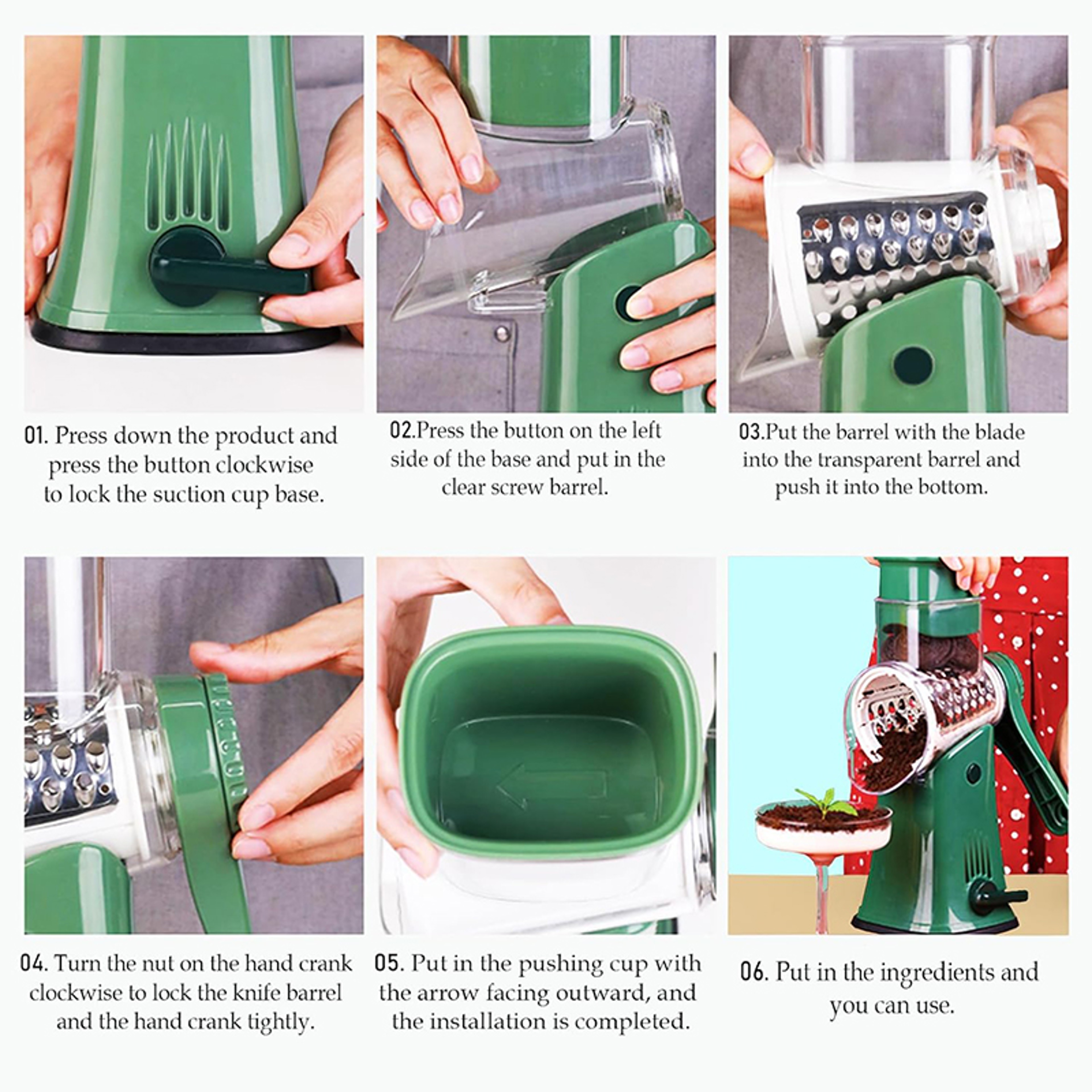 Rotary Mandoline Cheese Grater Shredder Vegetable Slicer Nut Chopper Waffle Cutter 2