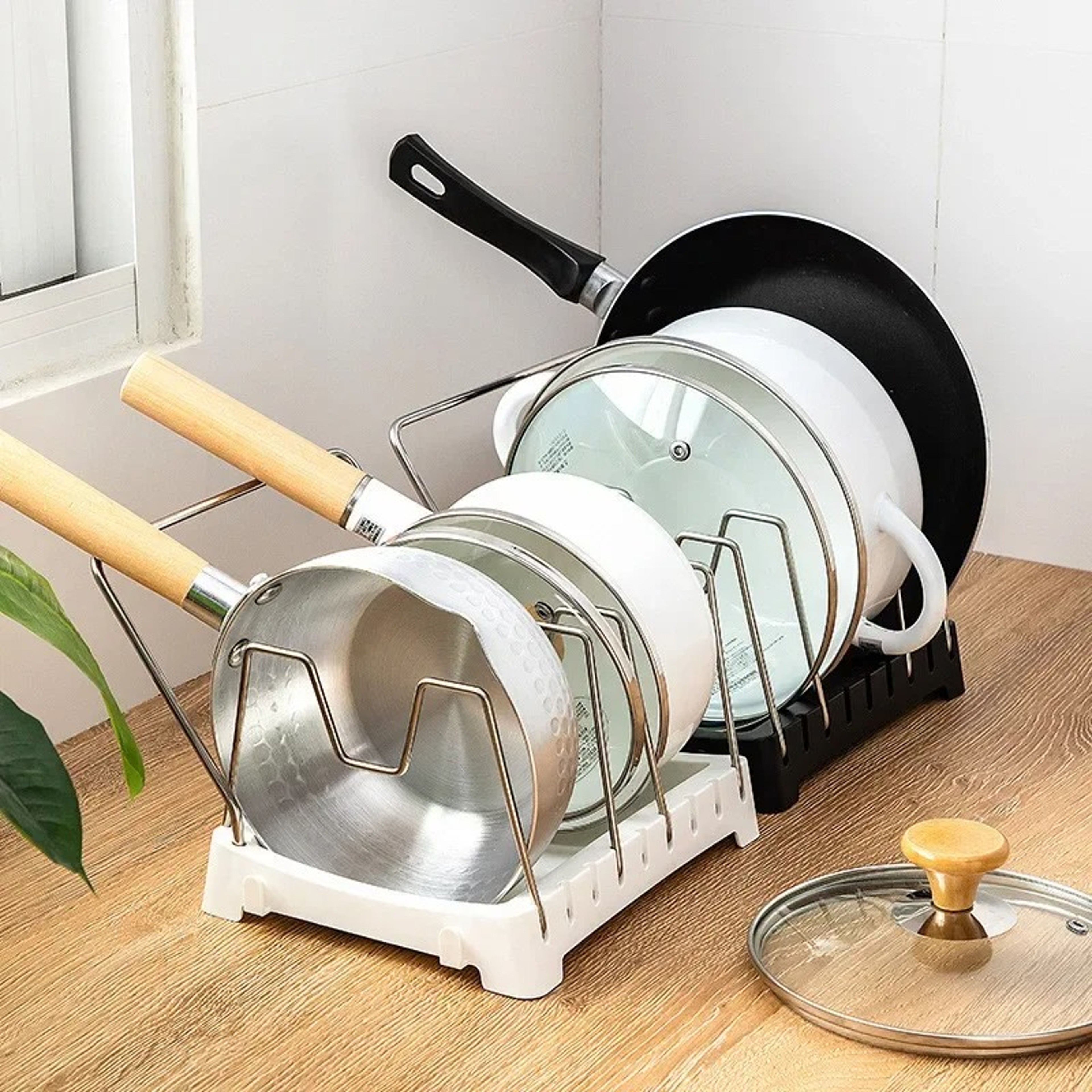 Kitchen Cabinet Organizers For Pots And Pans Expandable Stainless Steel Storage Rack Cutting Board  1