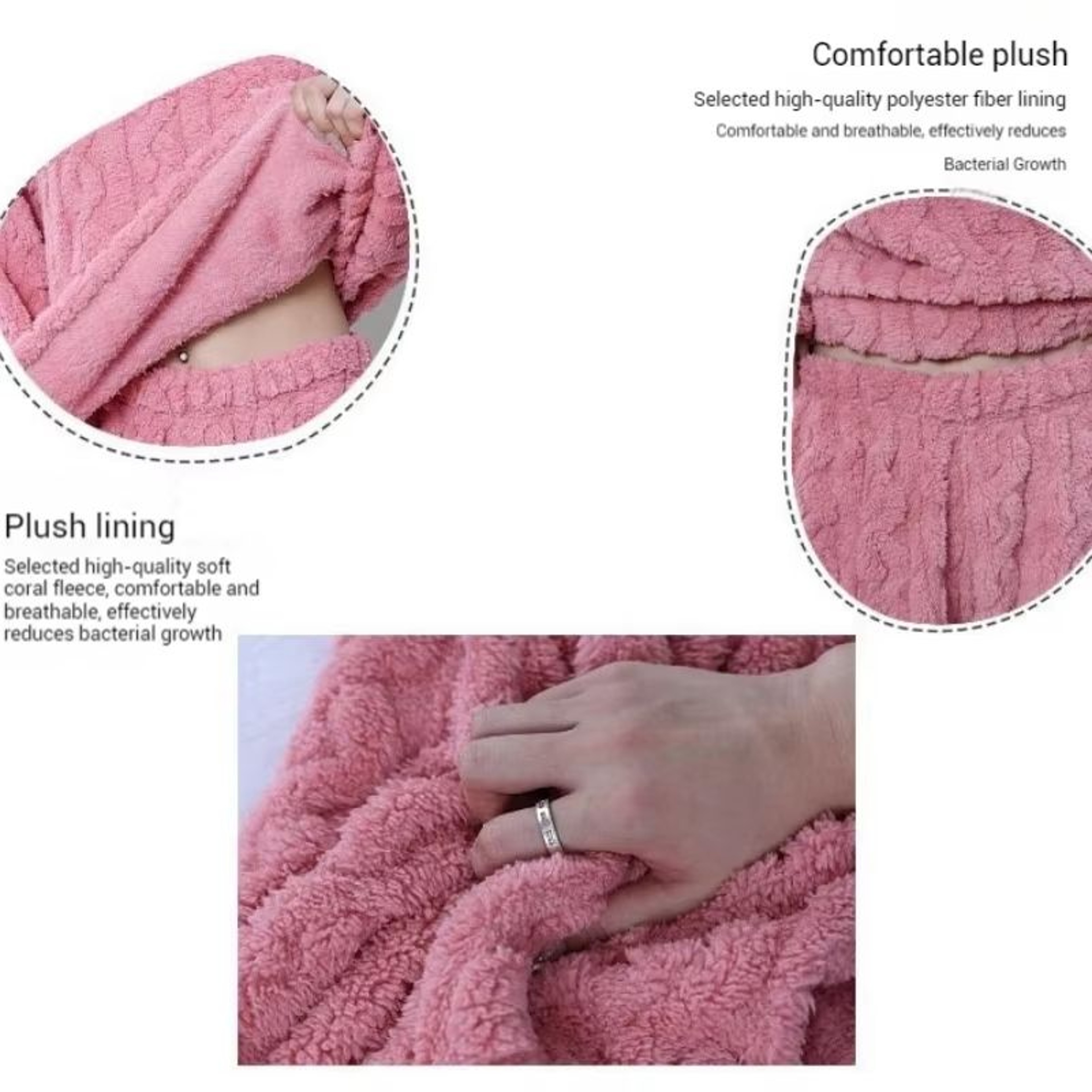 Soft Coral Velvet Pajamas Set for Women, Warm Jacquard Lounge wear, Cozy Winter Outerwear, Christmas wear – view 20