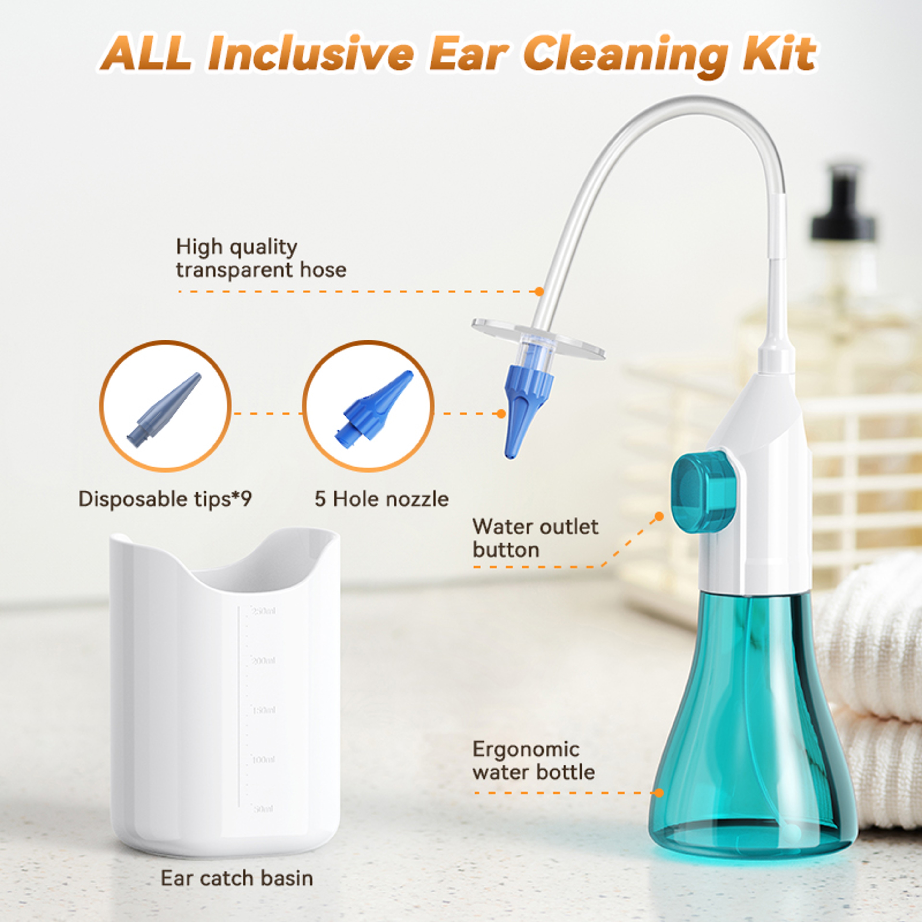 Ear Wax Removal Flushing System Safe Ear Water Cleaner Manual Ear Irrigation Tool Kit 4
