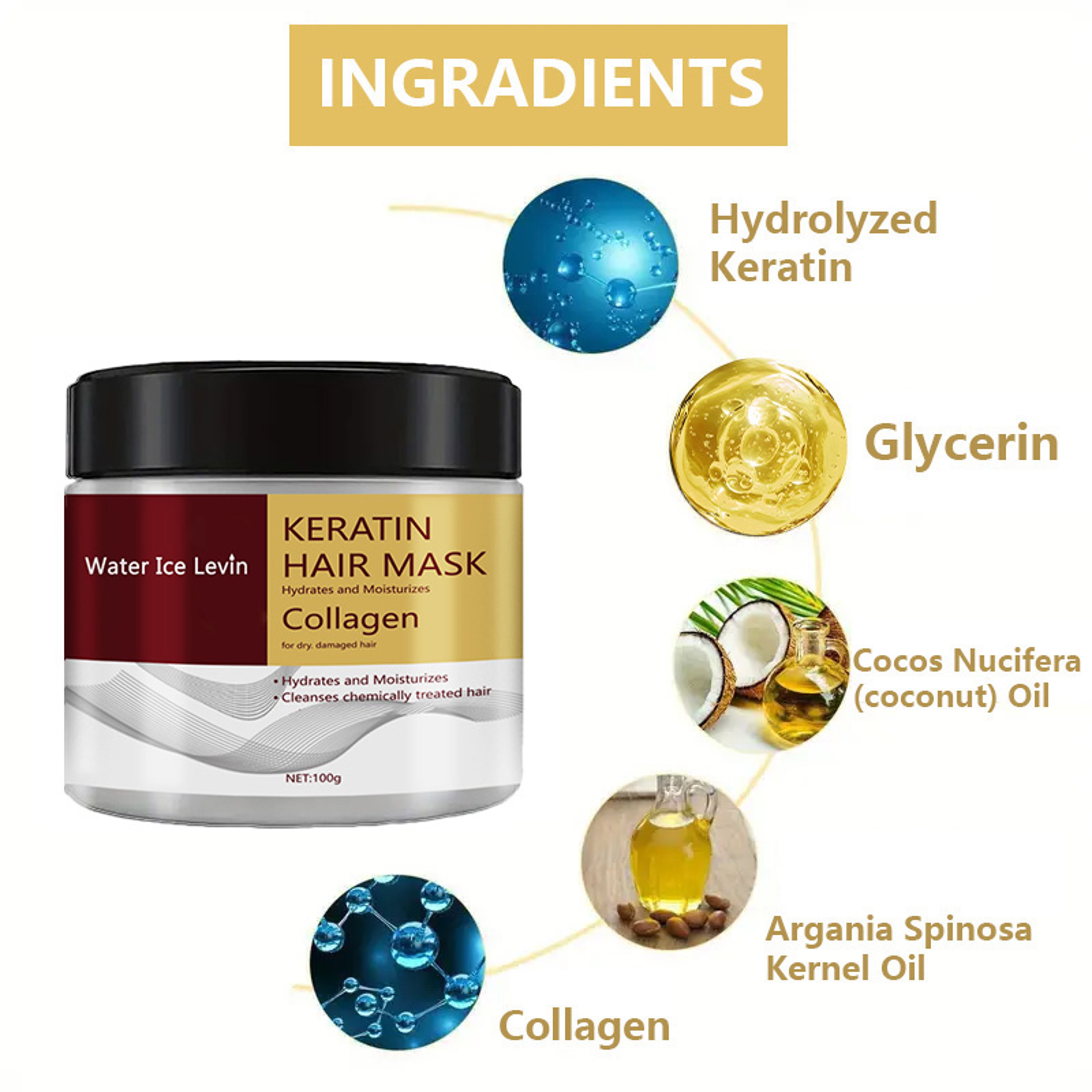 Collagen Keratin Hair Mask Moisturizer Conditioner Oil Control For Frizz Damaged Hair Soft Smooth R 4