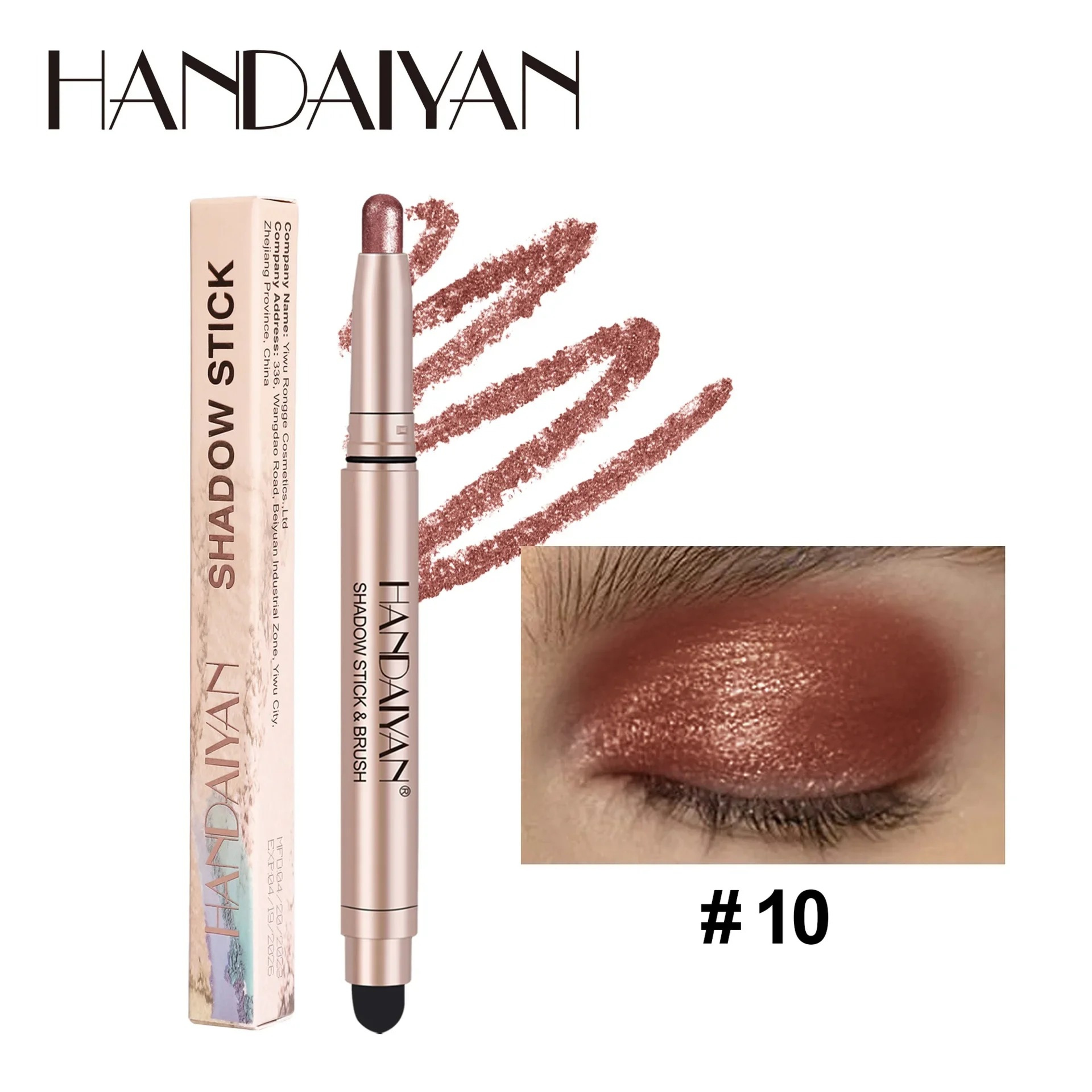 Waterproof Smoky Dark Black Eyeshadow Pencil Stick Matte Metallic Pearlescent Glitter Makeup Tool H 14